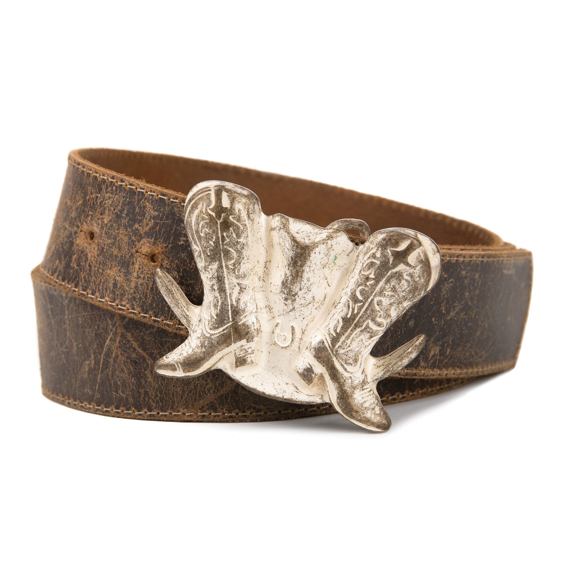 Cassandra Accessoires Ledergürtel "Western Boots" mit extravaganter Koppelschließe im Vintage-Look - MADE IN GERMANY, Echt Leder