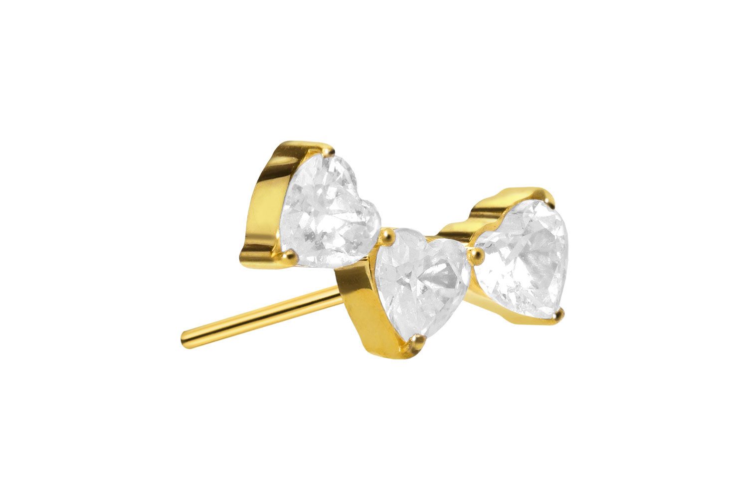 Piercing-Set Titan Aufsatz mit Push Pin 3 KRISTALLHERZEN
