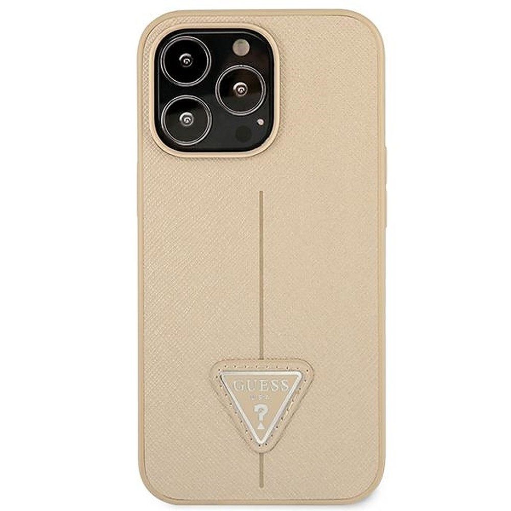 Guess Smartphone-Hülle Handyhülle Schutzhülle Backcover 6,7 Zoll, Saffiano-Kunstleder, Dreieck-Logo, 6,7 Zoll