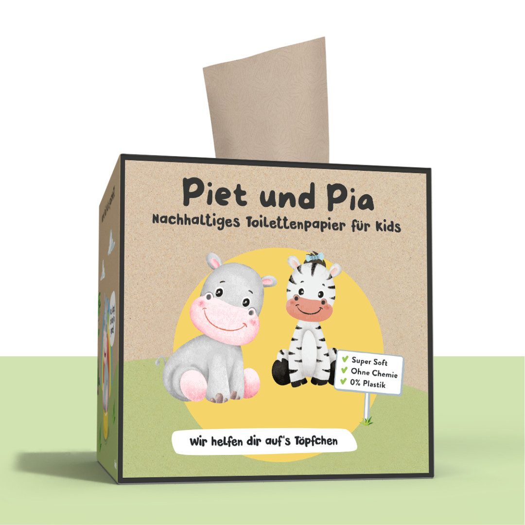 PIET UND PIA Toilettentrainer - Toilettenpapier für’s Töpfchentraining – 3-lagig - Recycling-Box, (12-tlg)