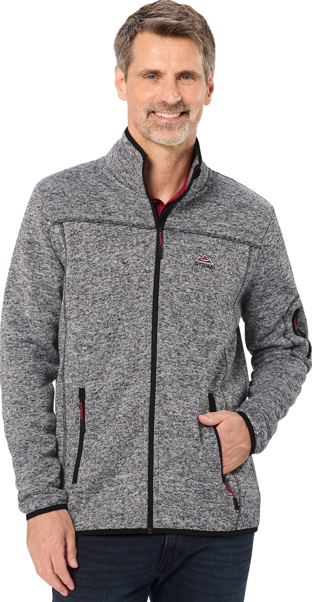 Stubai Strickfleecejacke leichte, Übergangsjacke, schnelltrocknend mit Reißverschlusstaschen