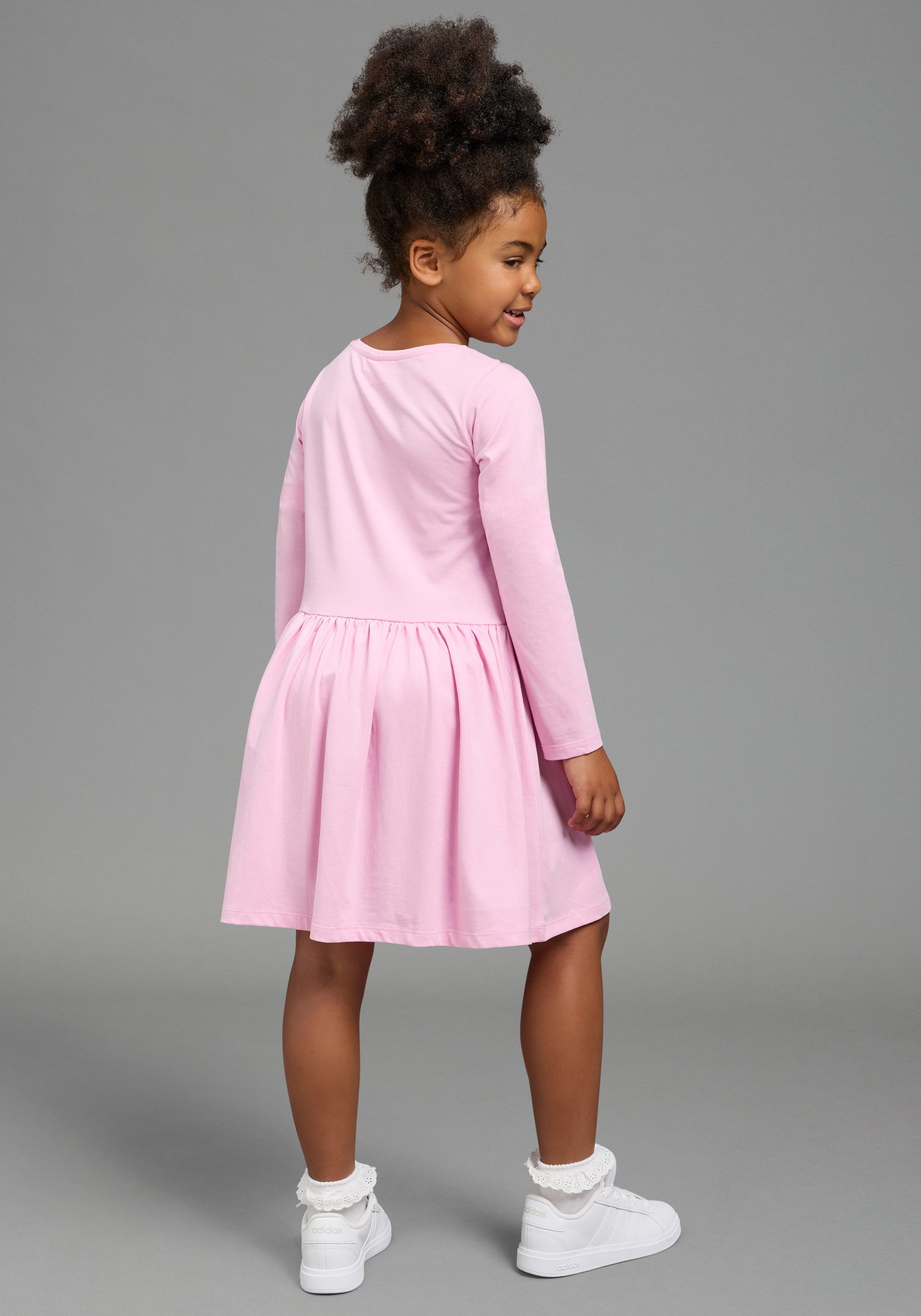 KIDSWORLD Jerseykleid MINNIE MOUSE Kleid, Disney Jerseykleid, mit Rundhalsausschnitt, bedruckt, mit Glitzerdruck