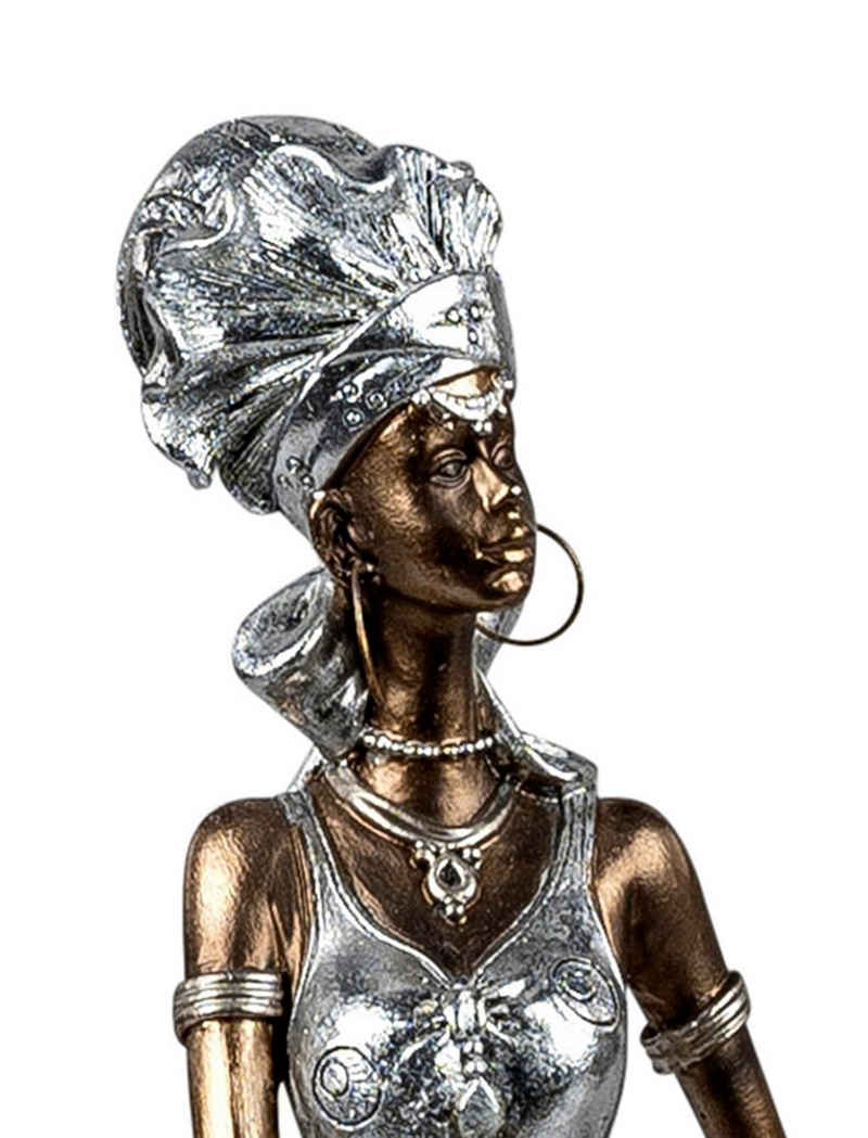 dekojohnson Dekofigur Dekofigur Afrika-Deko-Dame silber gold 10x7x40 cm