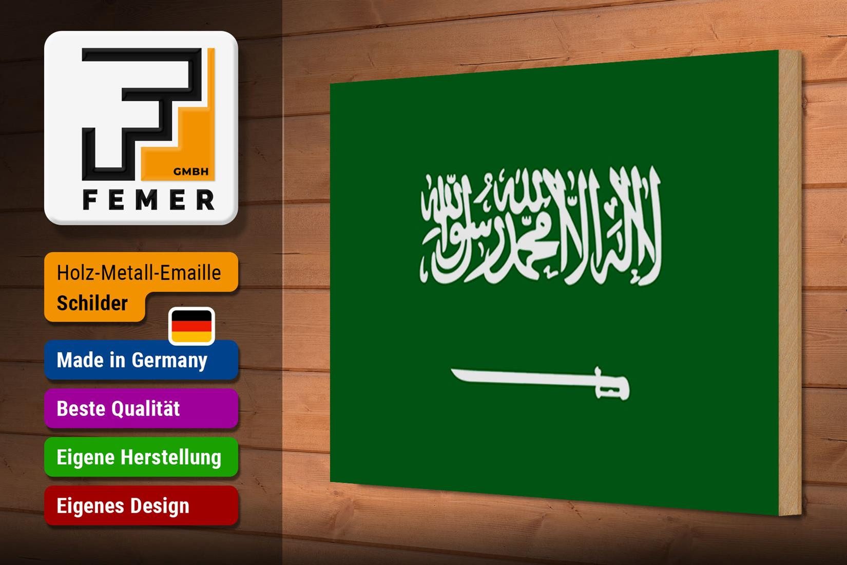 Femer GmbH Holzbild Flagge Saudi-Arabien 30x20cm Flag Saudi Arabia, Flaggen (1 St), Glatte Holzfaserplatte (MDF), vorn beschichtet