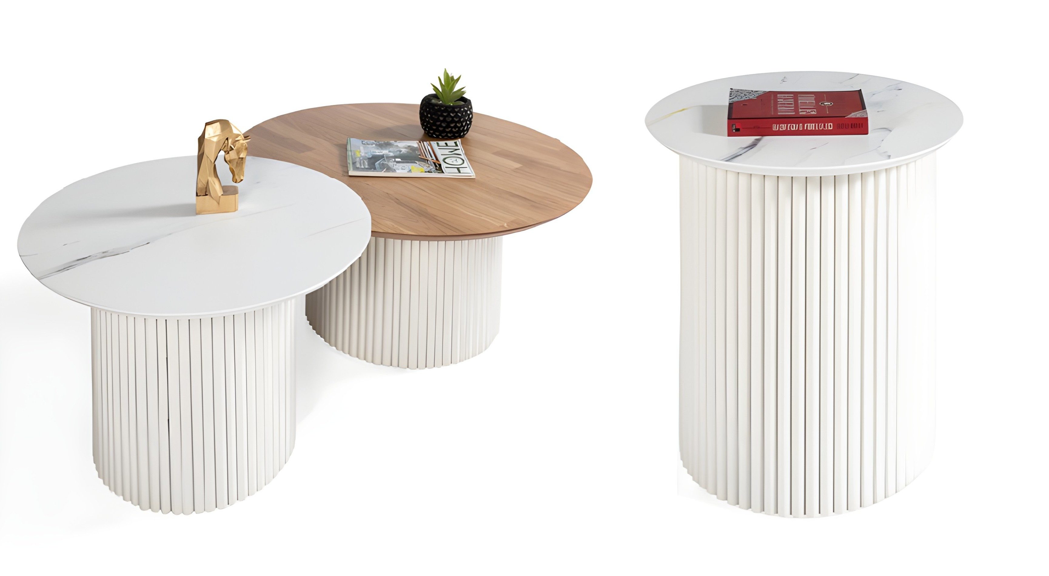 Xlmoebel Satztisch Praktischer 2tlg. Beistelltisch für Wohnzimmer und Couchtisch (3-St), Made in Europa