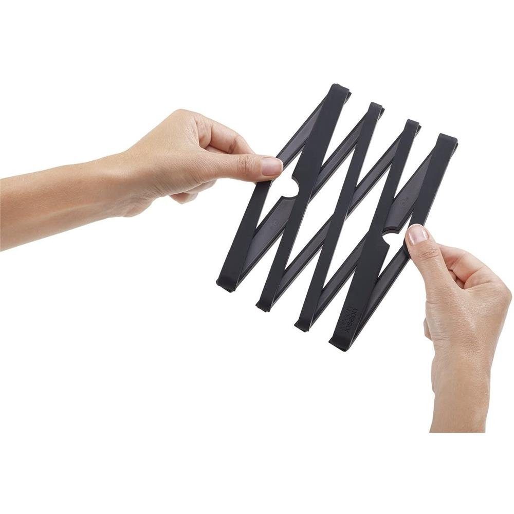 Joseph Joseph Topfuntersetzer Stretch 70033, Ausziehbarer Silikon-Topfuntersetzer Faltbar Rutschfest Schwarz