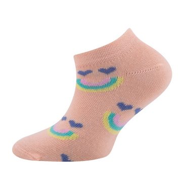 Ewers Sneakersocken Ewers Mädchen Sneaker Strümpfe 2er Pack Regenbogen/Herz apricot beige (2-Paar)