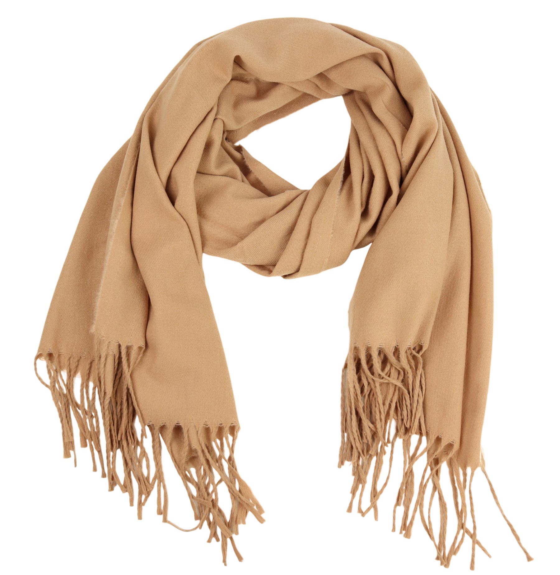 MIRROSI Modeschal mit Farben Auswahl), und ideal Damen Halstuch warmer Winter Fransen, Schal Unifarbe Herbst (Viele für Camel 70x180cm, zur und weicher tolle