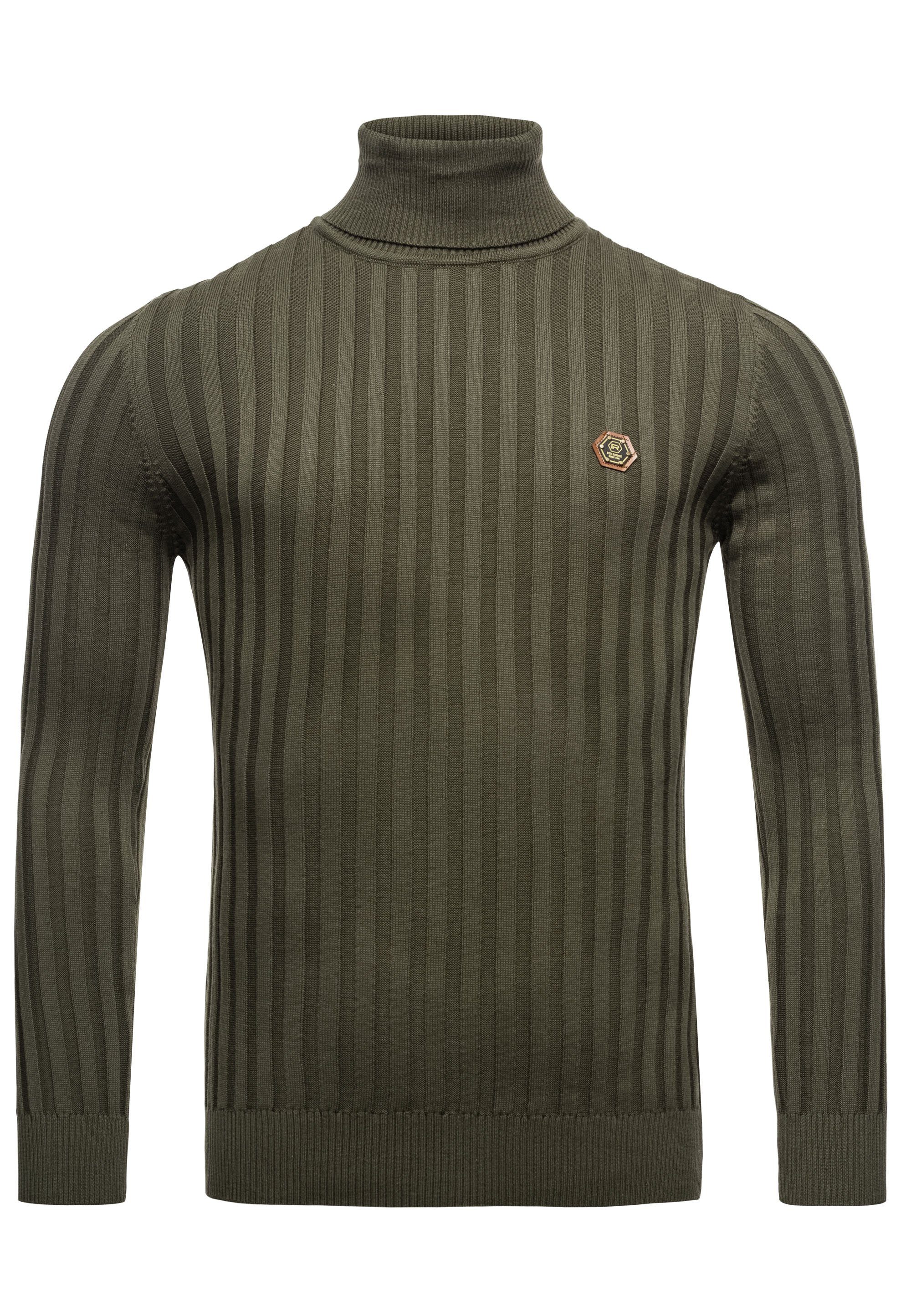 RedBridge Rollkragenpullover Kiew mit gestreiftem Strickmuster