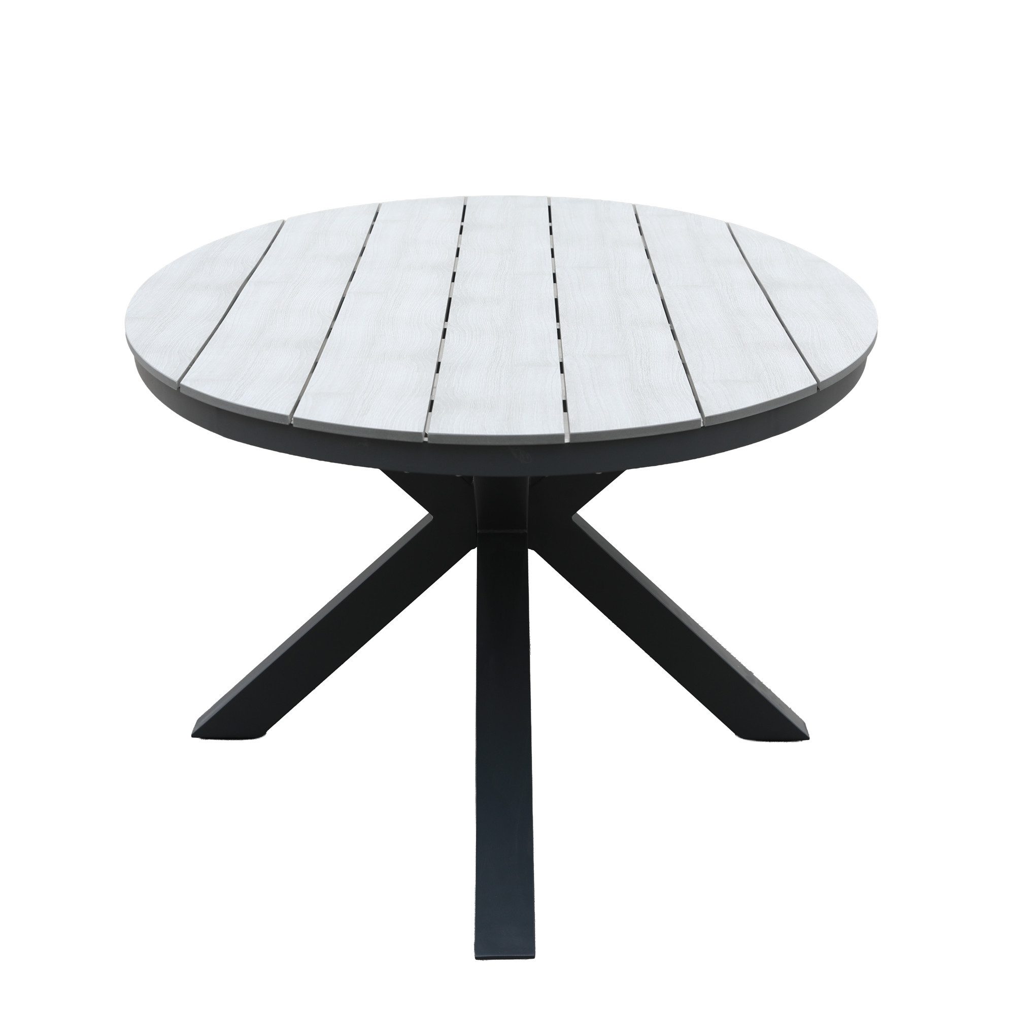 Gardissimo Gartentisch Armati dunkel rund 120 cm (Esstisch, 1-St., 1 Nonwood Tisch), höhenverstellbare Füße / absolut wetterfest / pflegeleicht / Aluminium