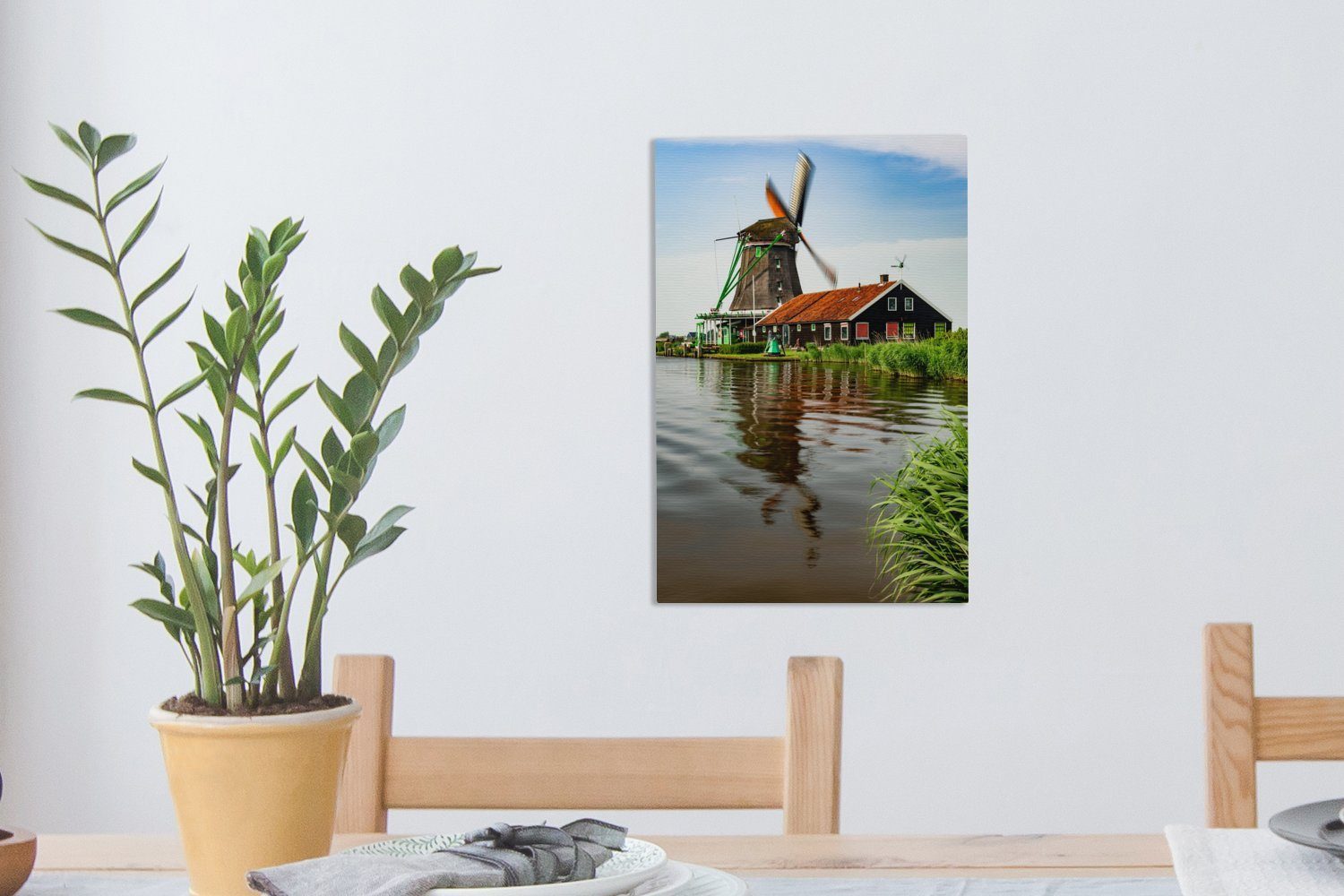 Niederlande, in 20x30 Gemälde, St), der cm inkl. Schans, fertig Zackenaufhänger, (1 Leinwandbild bespannt OneMillionCanvasses® Zaanse Windmühle Leinwandbild