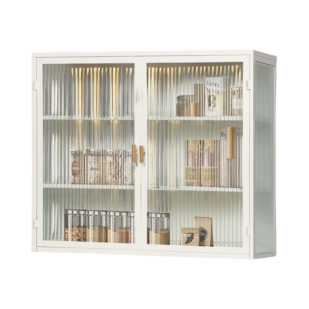 IDEASY Hängeschrank 70cm Hängeschrank, Glastüren Moderner zweitüriger Wandschrank mit dreistufiger Lagerung