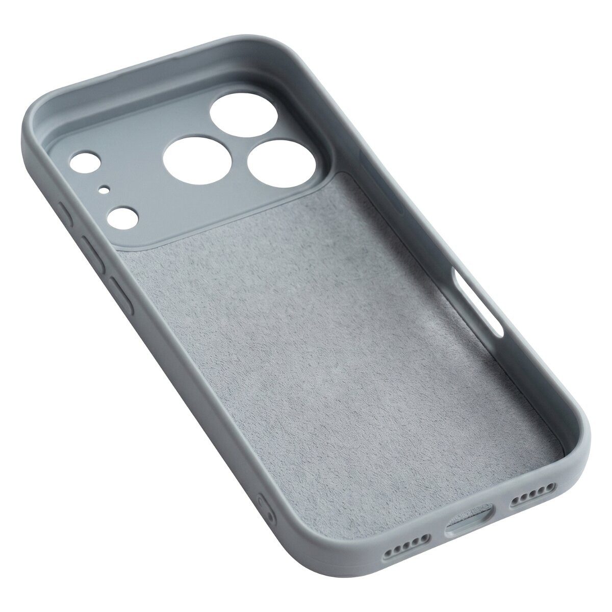 TFO Handyhülle Silikon Kompatibel mit iPhone 18 Pro Max / 17 Pro Max Silber 6,9, Microfleece-Futter und matte Oberfläche – Bild 5 von 5