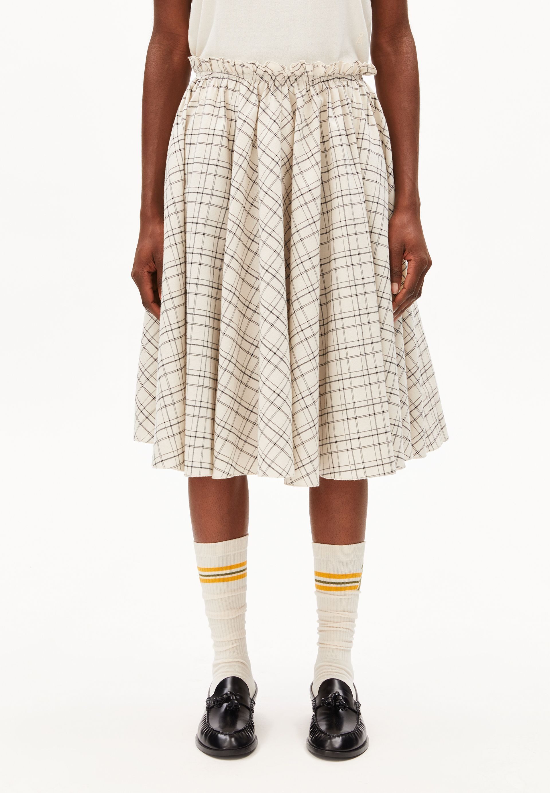 Armedangels Jerseyrock CHECK CIRCLE Webrock aus Bio-Baumwolle (Relaxed Fit) Knielang