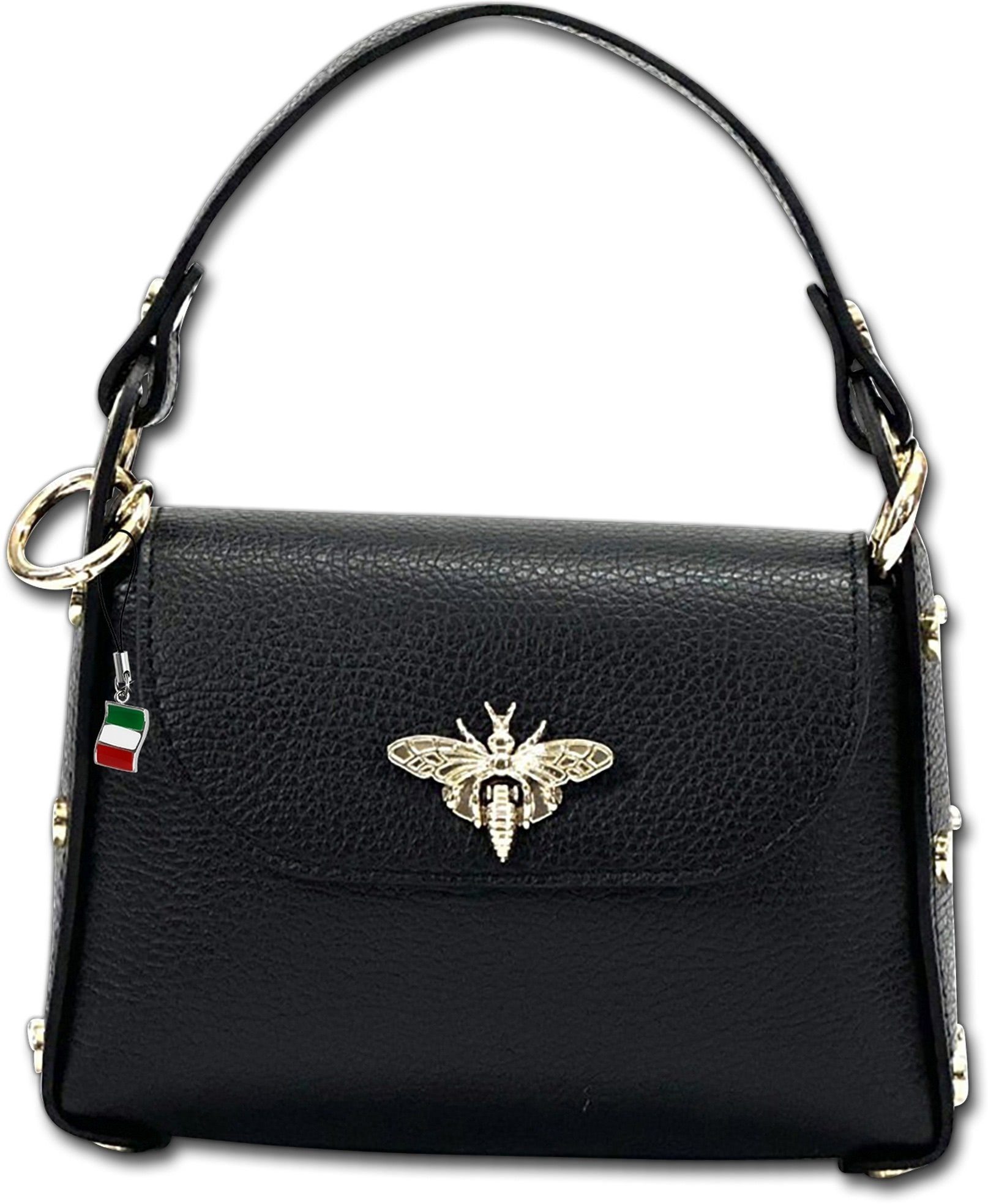 FLORENCE Umhängetasche Florence Umhängetasche Biene Damen (Umhängetasche, Umhängetasche), Damen Tasche Echtleder schwarz, Made-In Italy