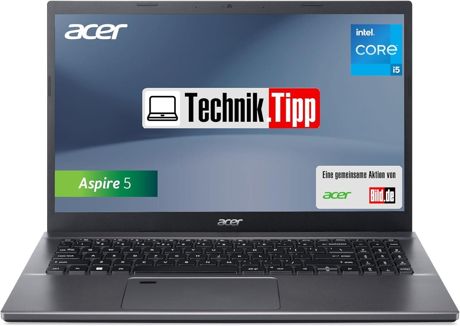 i5, Core Core Acer Intel Grafik GB i5-12450H, 16 (A515-57-53QH) (Intel 11 UHD WQHD Aspire 5 Display 512 Windows GB QWERTZ Notebook TechnikTipp SSD, Tastatur) RAM