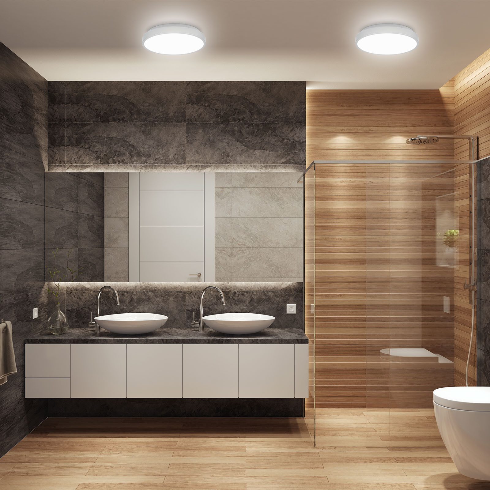 B.K.Licht LED Deckenleuchte LED Bad-Deckenlampe, Silberfarbig, LED fest int günstig online kaufen