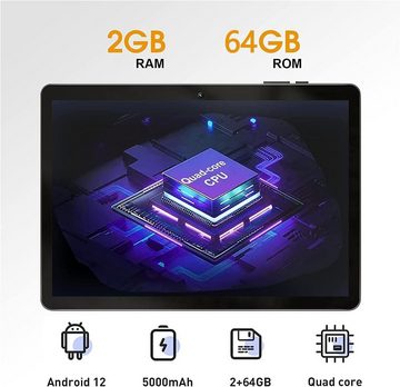 SGIN 2 GB RAM Octa-Core bis zu 1,6 GHz Prozessor 5000 mAh Akku Tablet (10,1", 64 GB, Android 12, 2,4G/5G WiFi, Kraftvolle Technologie für mobile Vielseitigkeit)