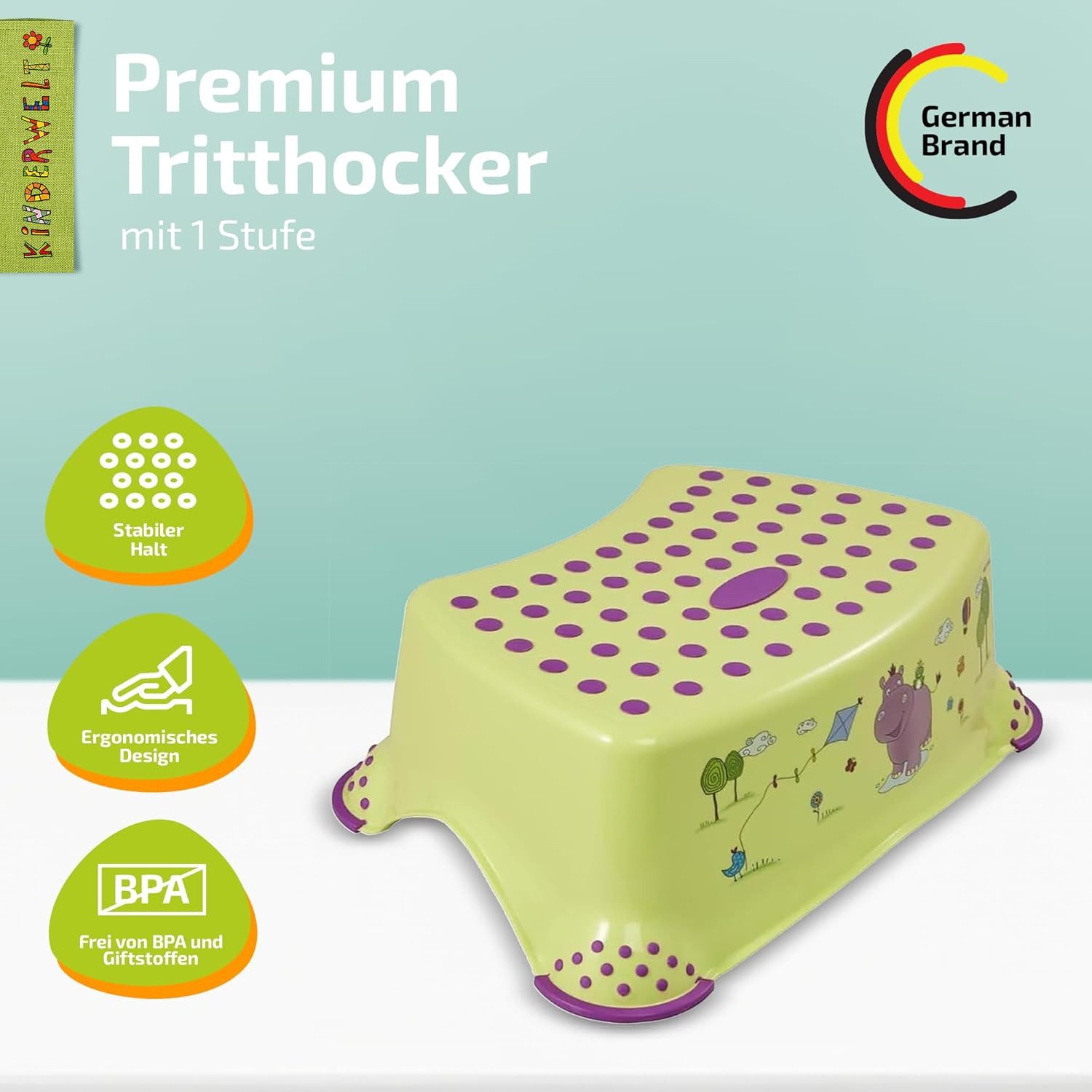 KiNDERWELT Tritthocker Premium Tritthocker Hippo grün günstig online kaufen