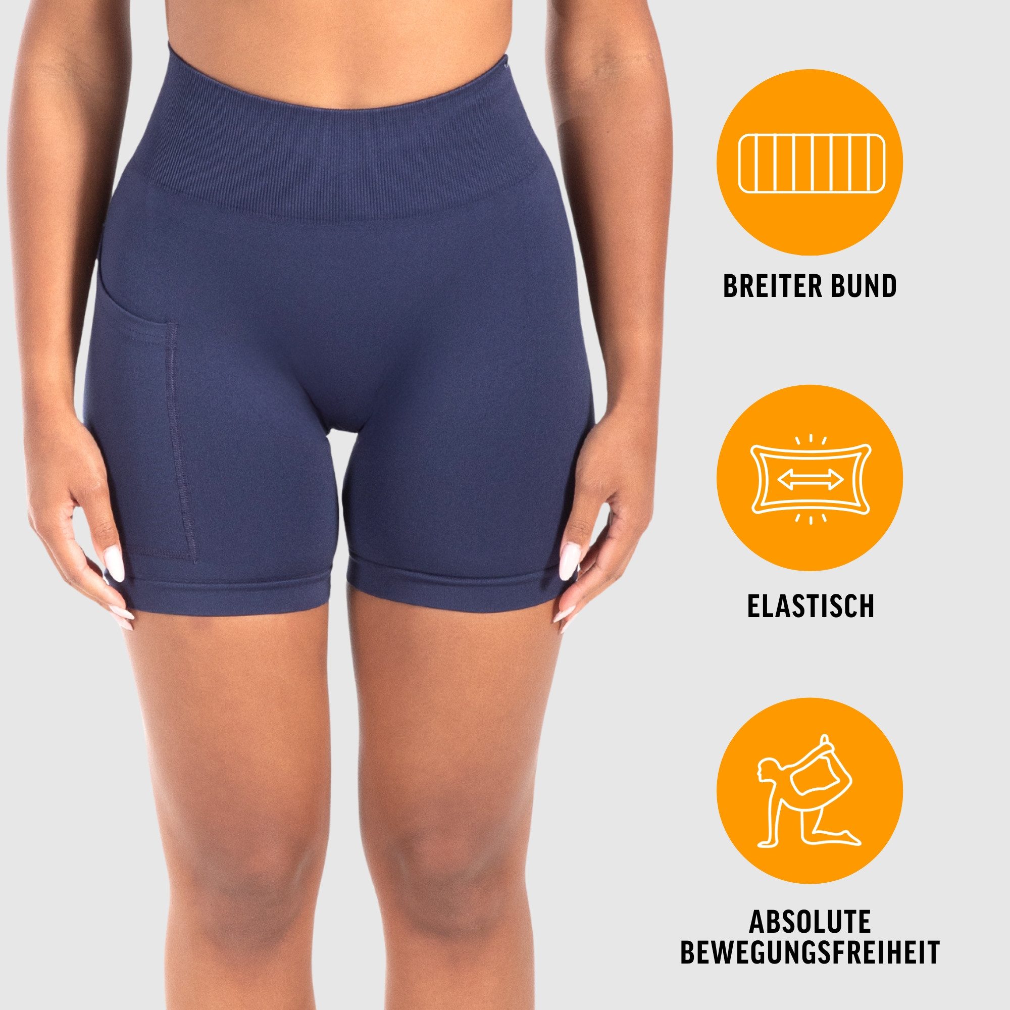 Smilodox Shorts Temmy, Kurze Sport Hose mit Pocket und Kontur, breiter Bund optimaler Halt, elastisch, figurbetonend, Gym Jogging Alltag