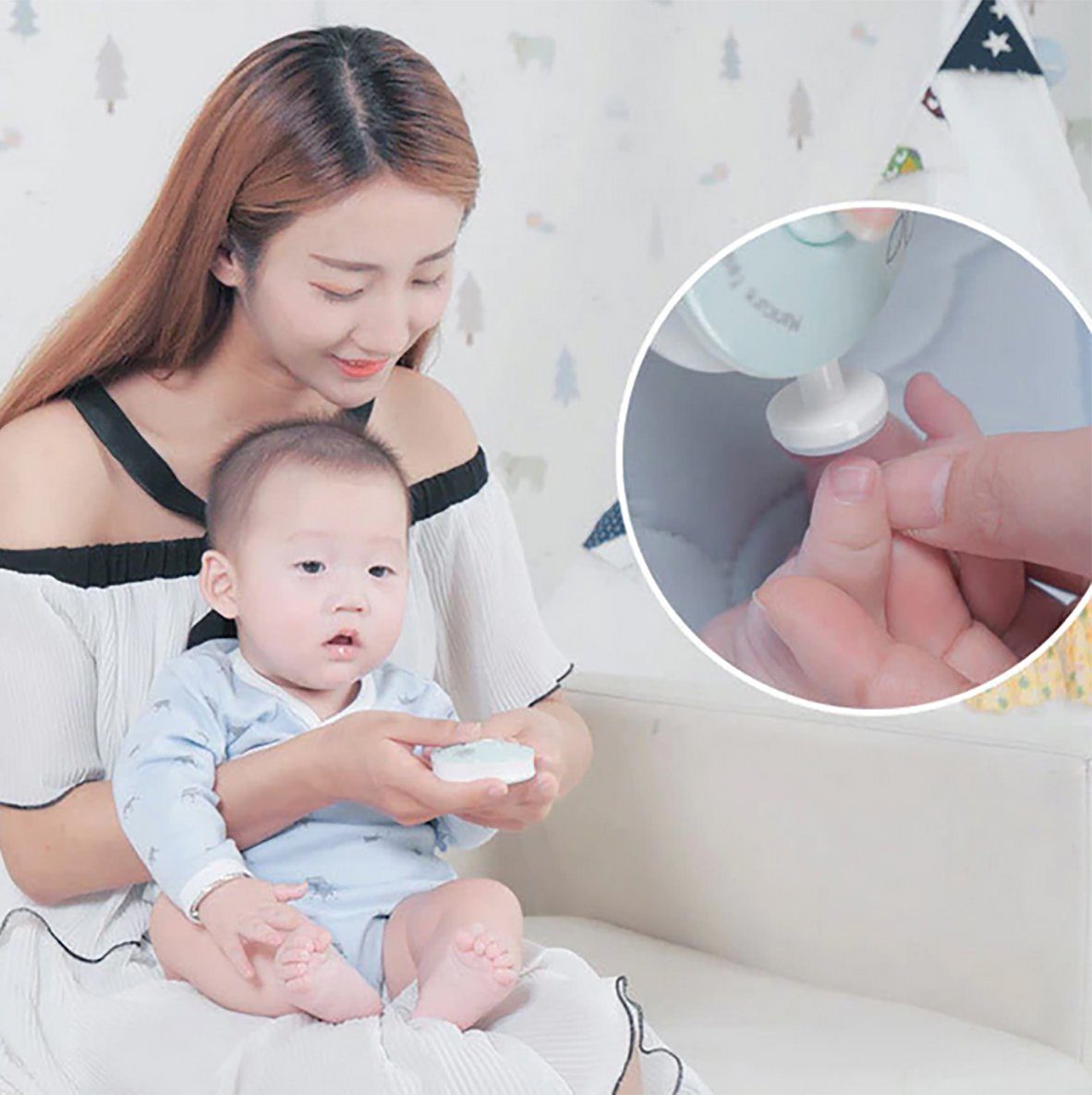 Rosa Pediküreset TPFBeauty - 1 Akku Säuglinge Elektrisch Nagelfeile Kleinkinder Babypflege-Set für Baby tlg., und mit Elektrische Sicherer Baby-Nagelschneider,