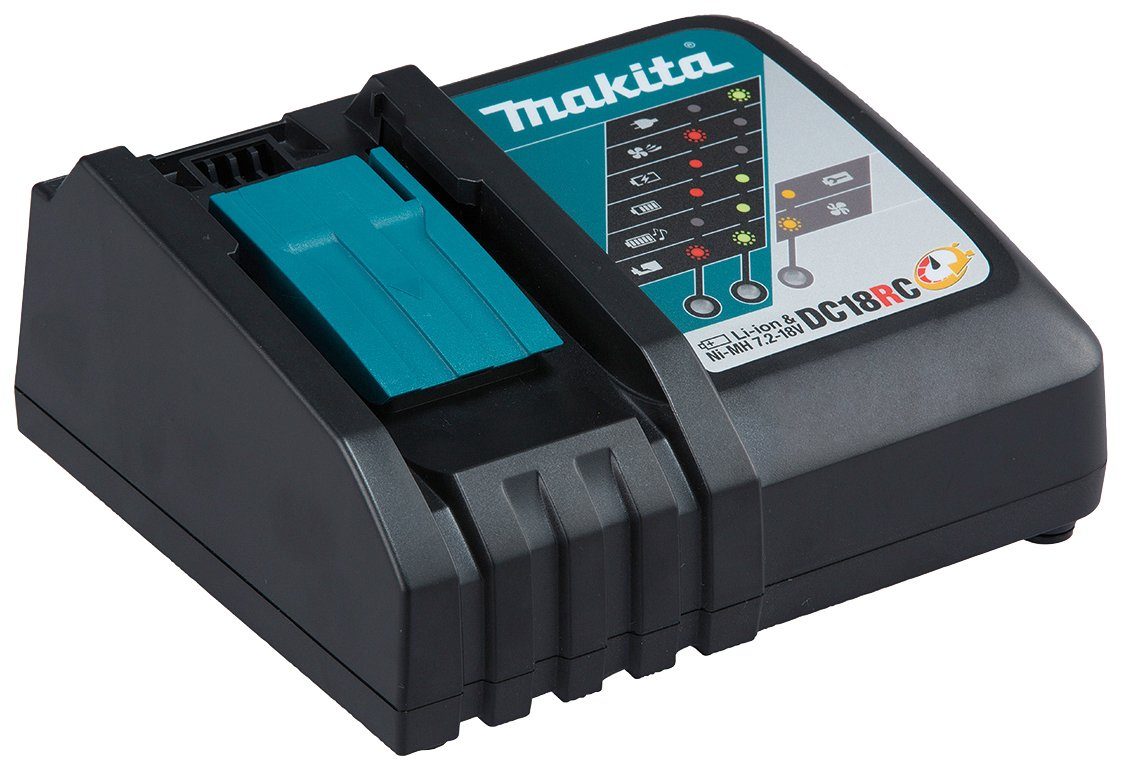 Makita Akku-Winkelschleifer DGA517RTJ, V / 8 (Set, max. Paddleschalter mit tlg), 18 5,0 Ah 8500 U/min