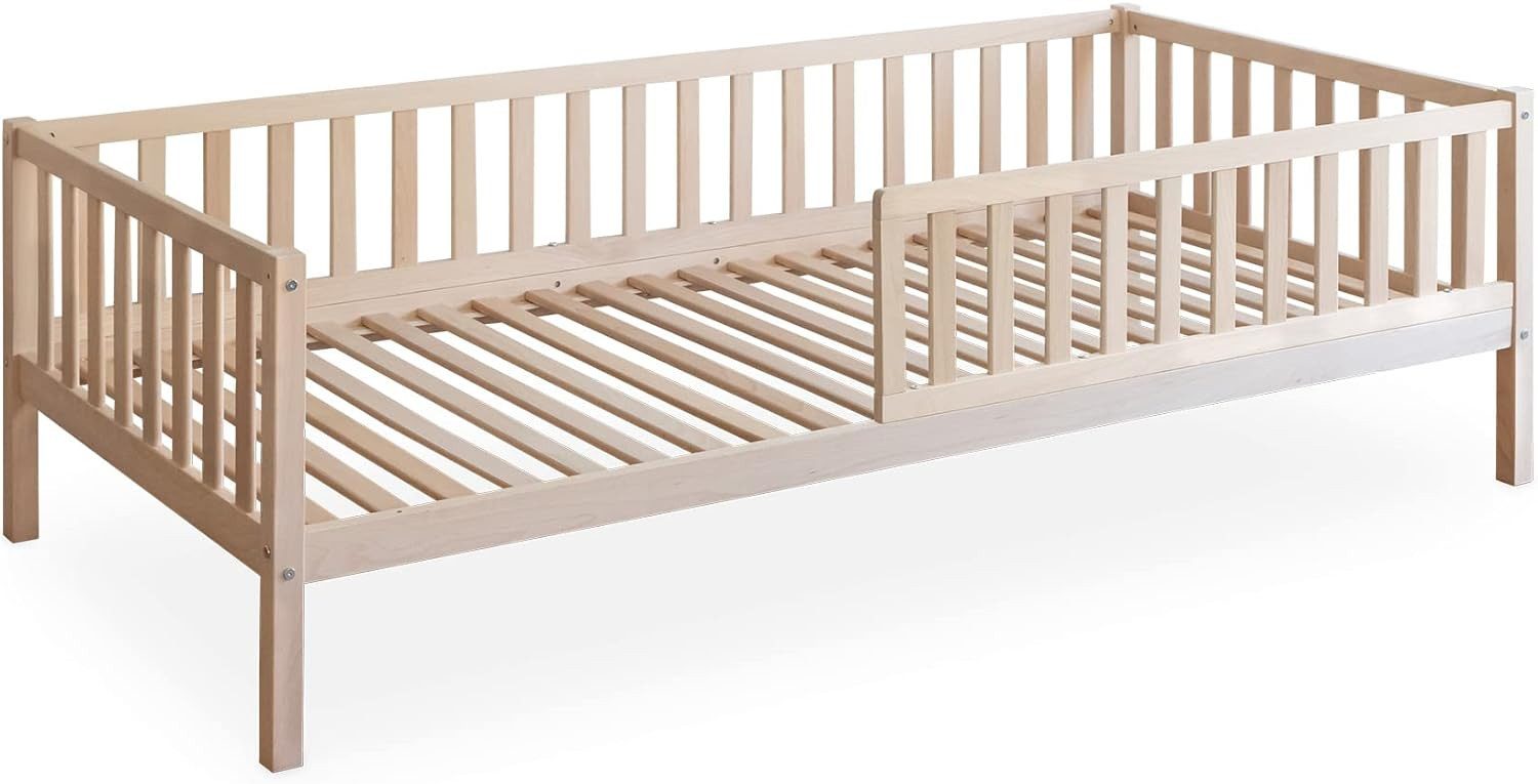 Ehrenkind Kinderbett in Buche, FSC® zertifiziert, inkl. Rausfallschutz (langlebig & flexibel, Kinder Bett in Kiefer, Kinderbetten), Kinderbett 90x200 cm