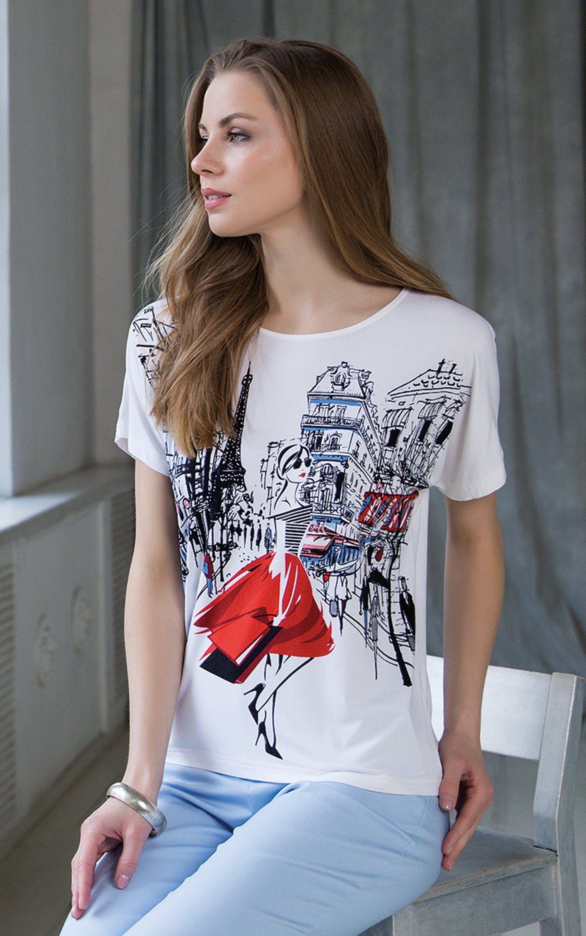 Passioni Print-Shirt mit charmanten Paris-Illustration T-Shirt günstig online kaufen