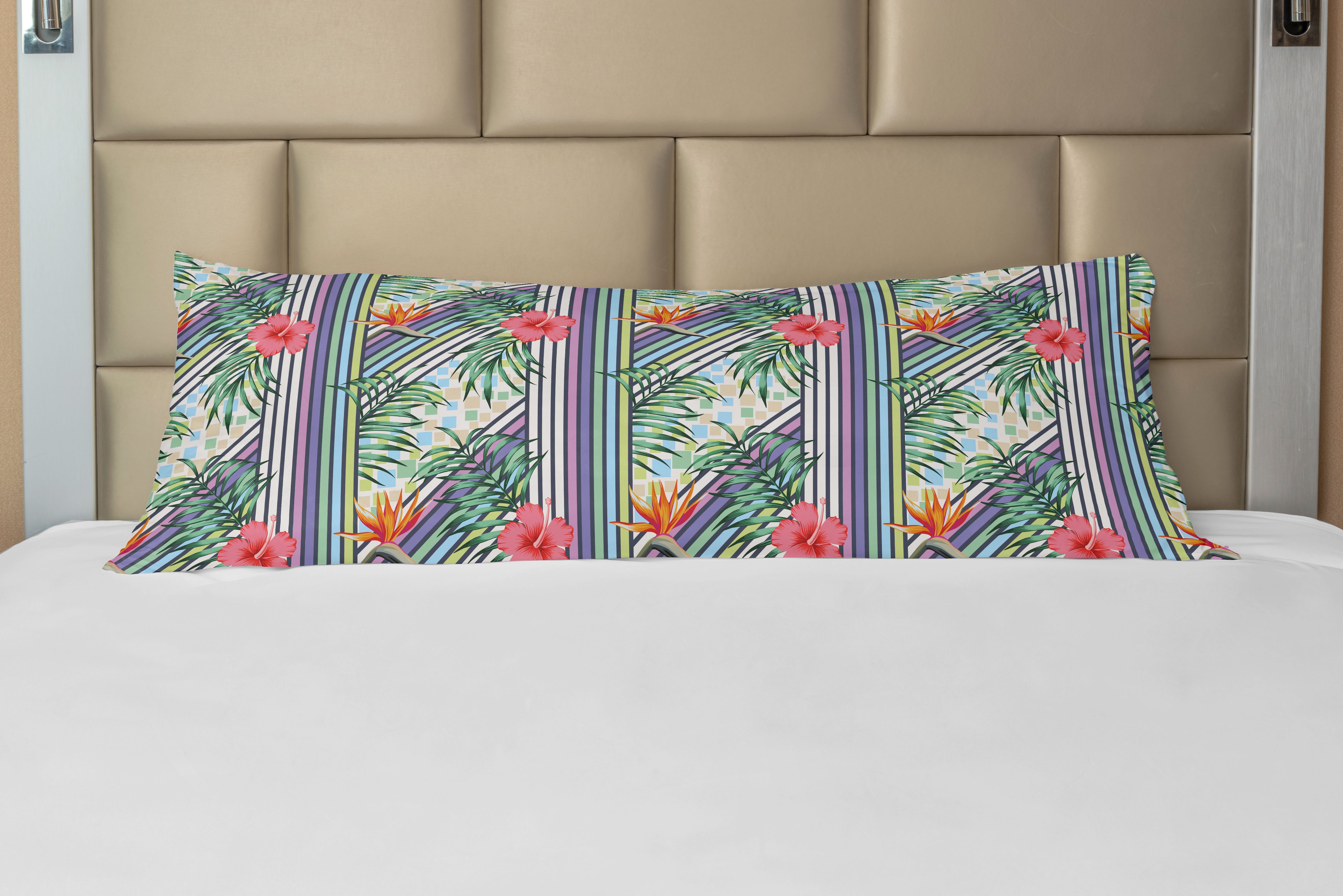 Seitenschläferkissenbezug Deko-Akzent Langer Kissenbezug, Abakuhaus, Hawaii-Farben Hibiscus-Streifen