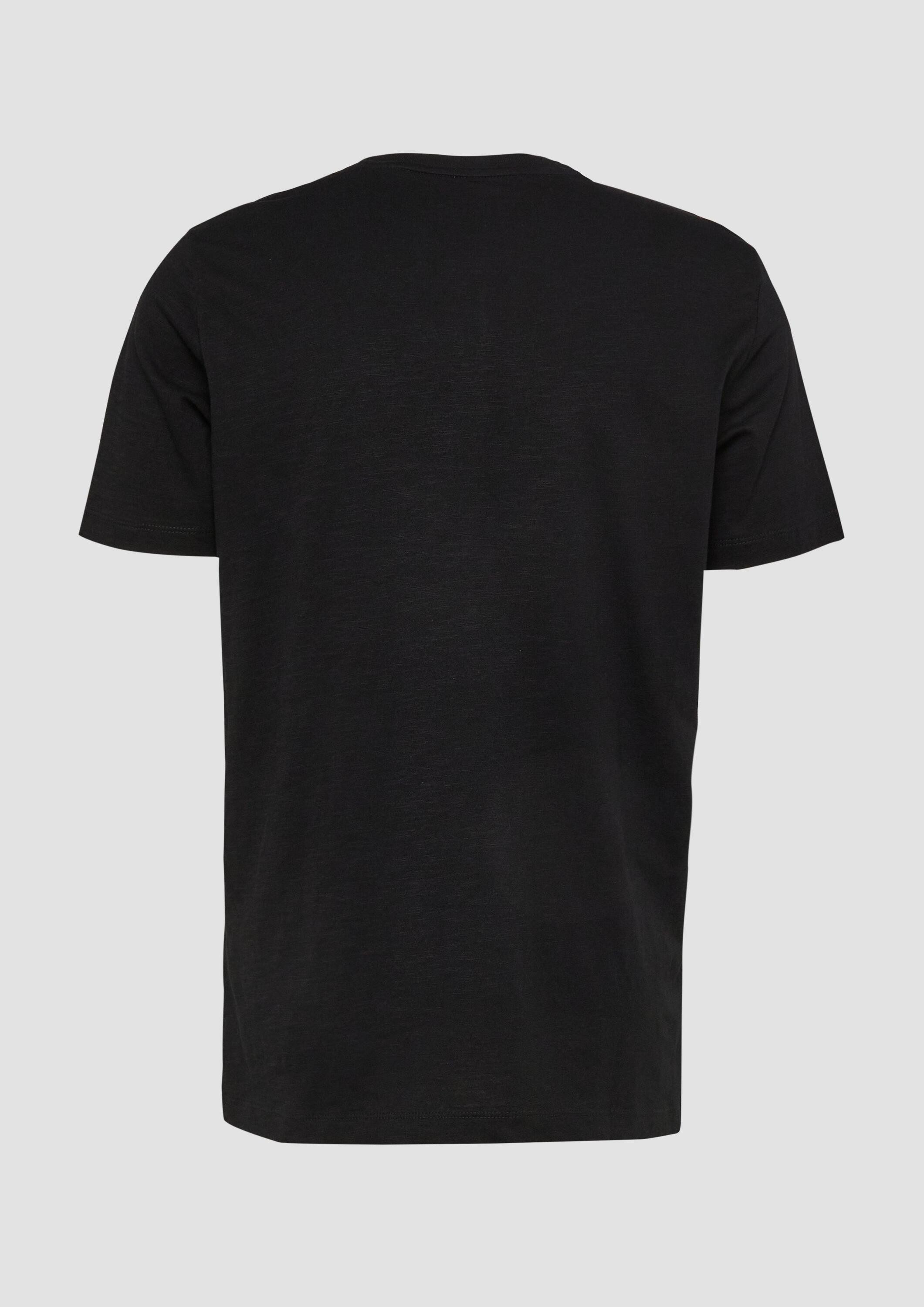s.Oliver Kurzarmshirt T-Shirt Henley-Shirt in Flammgarnstruktur