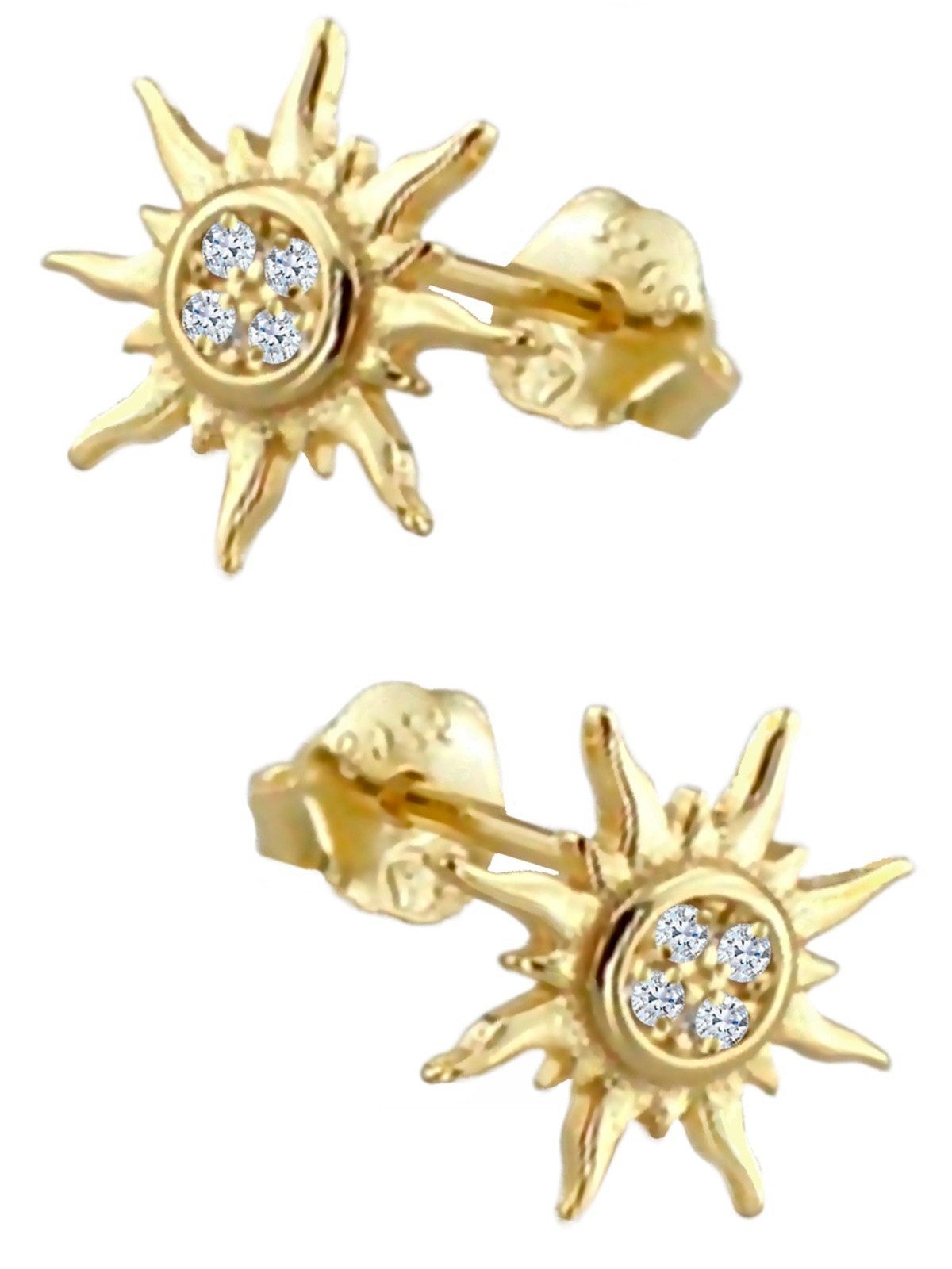 Goldene Hufeisen Paar Ohrstecker Sonne Gold Ohrringe 925 Silber 18kt Gelbgo günstig online kaufen