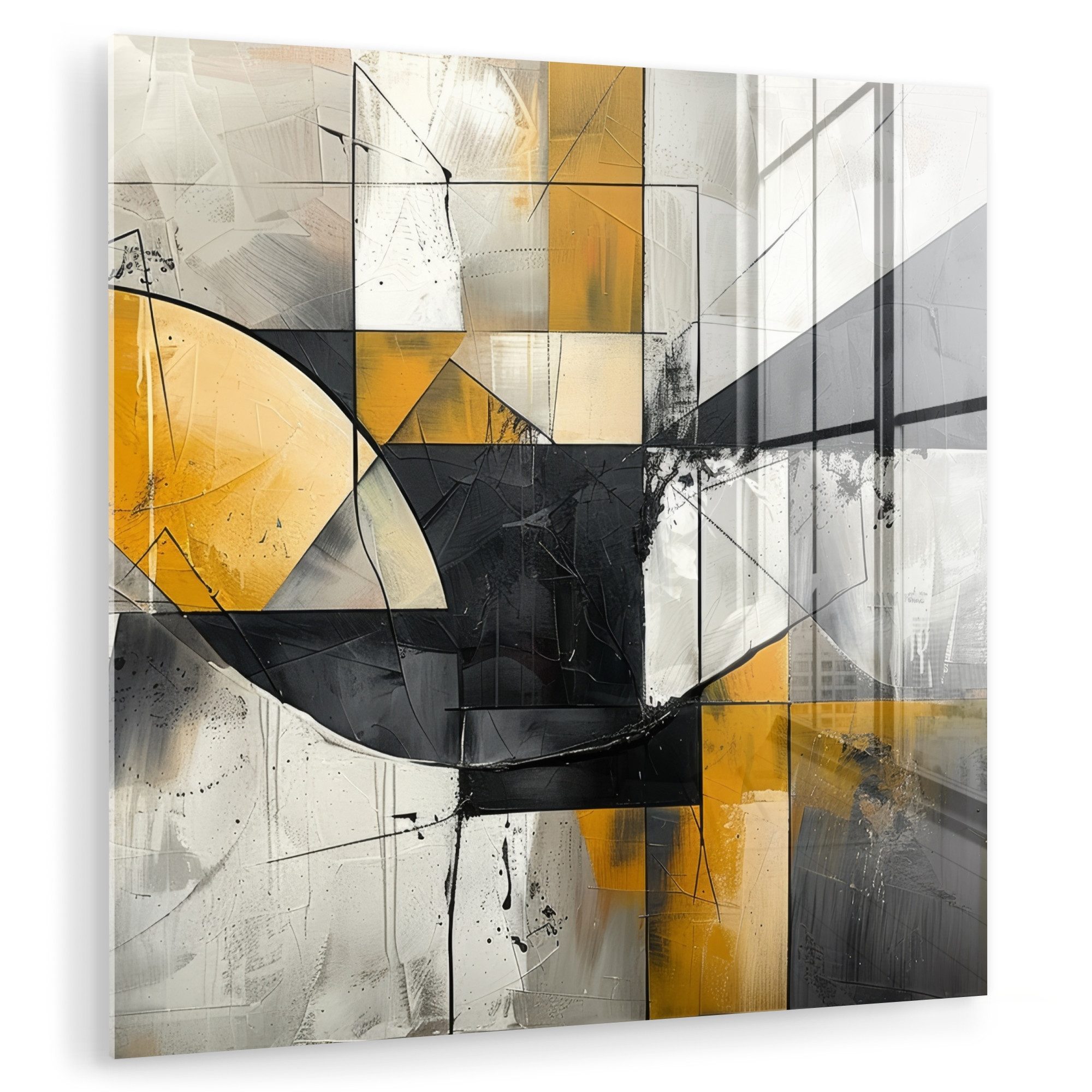 MuchoWow Acrylglasbild Abstrakt - Kunst - Geometrisch - Ästhetisch, Inkl. Aufhängung, Bilder auf Glas Wandbild, Wanddeko Wohnzimmer Badezimmer, 20x20 cm