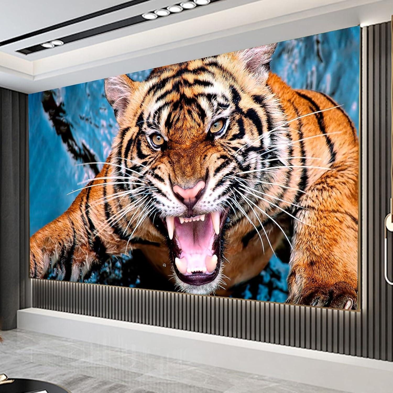XXL-Wandbild Diamond Painting Erwachsene Set 5D Diamant Tiger Brüllen Groß XXL