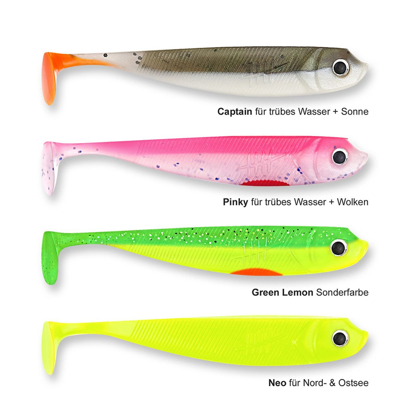 Kunstköder 4 Lieblingsköder Gummifische zum Zanderangeln mit Gummifisch 10 cm