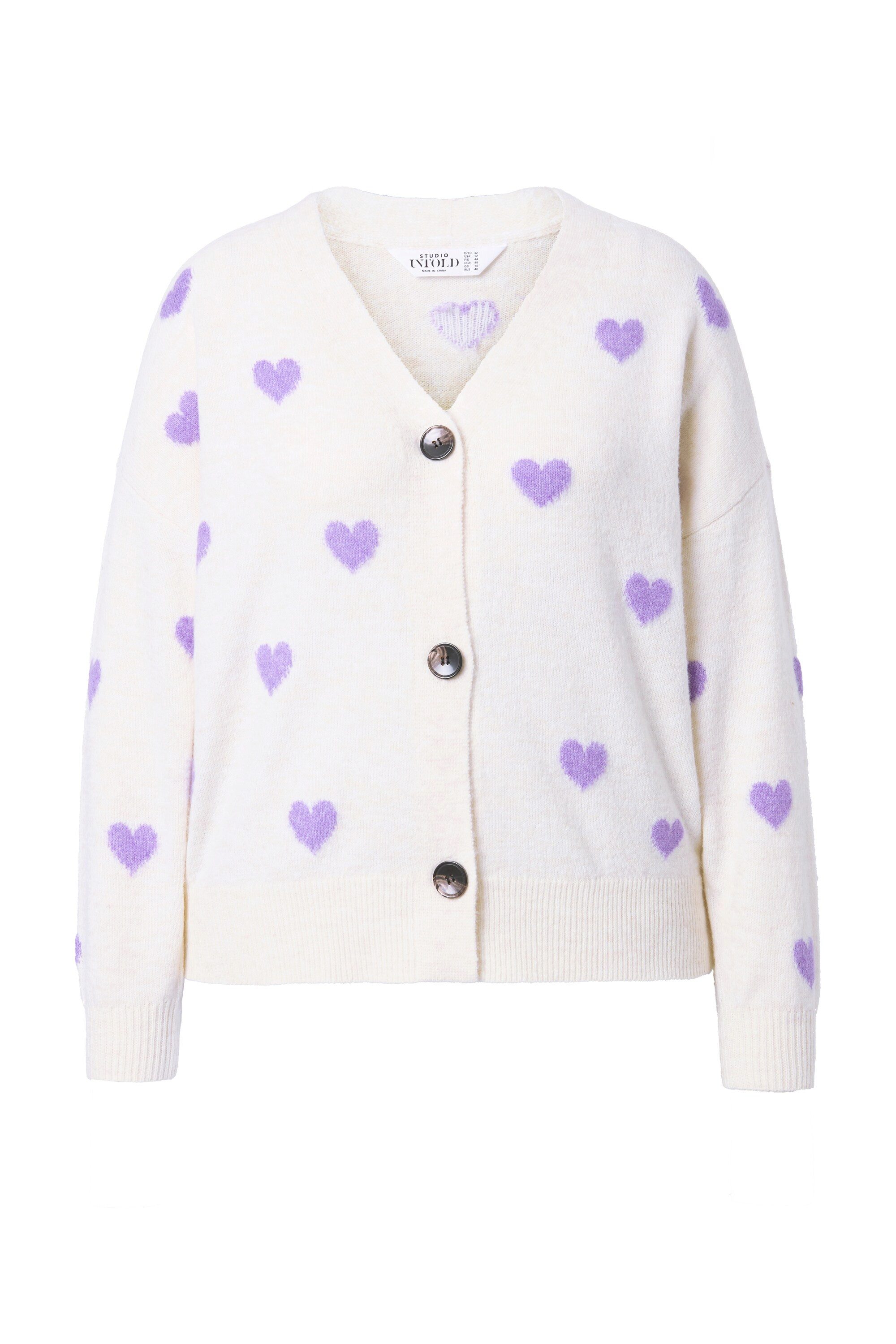Studio Untold Strickjacke Strickjacke Oversize Shape Hearts günstig online kaufen