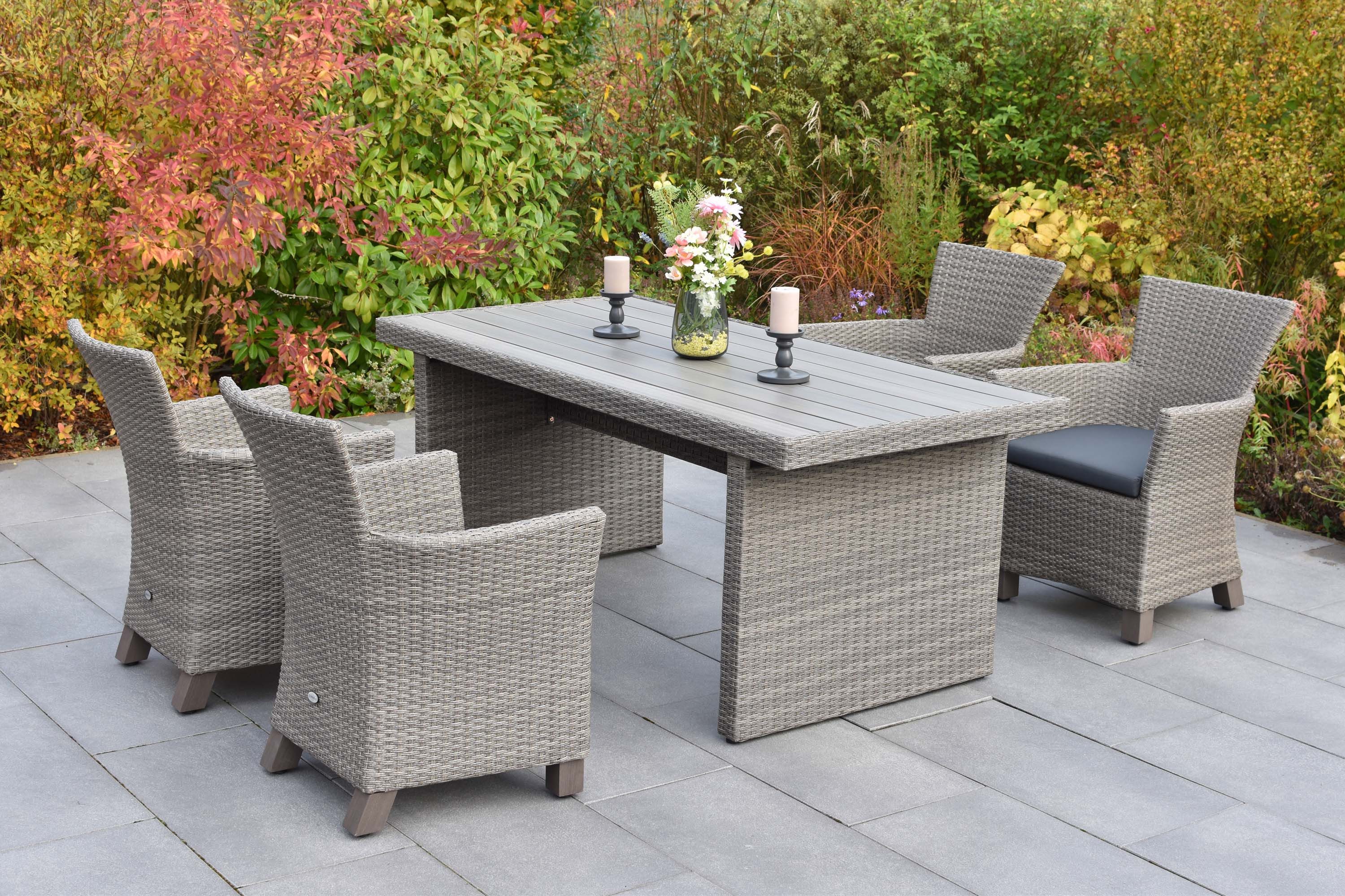 MERXX Garten-Essgruppe Toskana, (Set, 5-tlg), inkl. 4 Sessel, 4 Auflagen, 1 Tisch