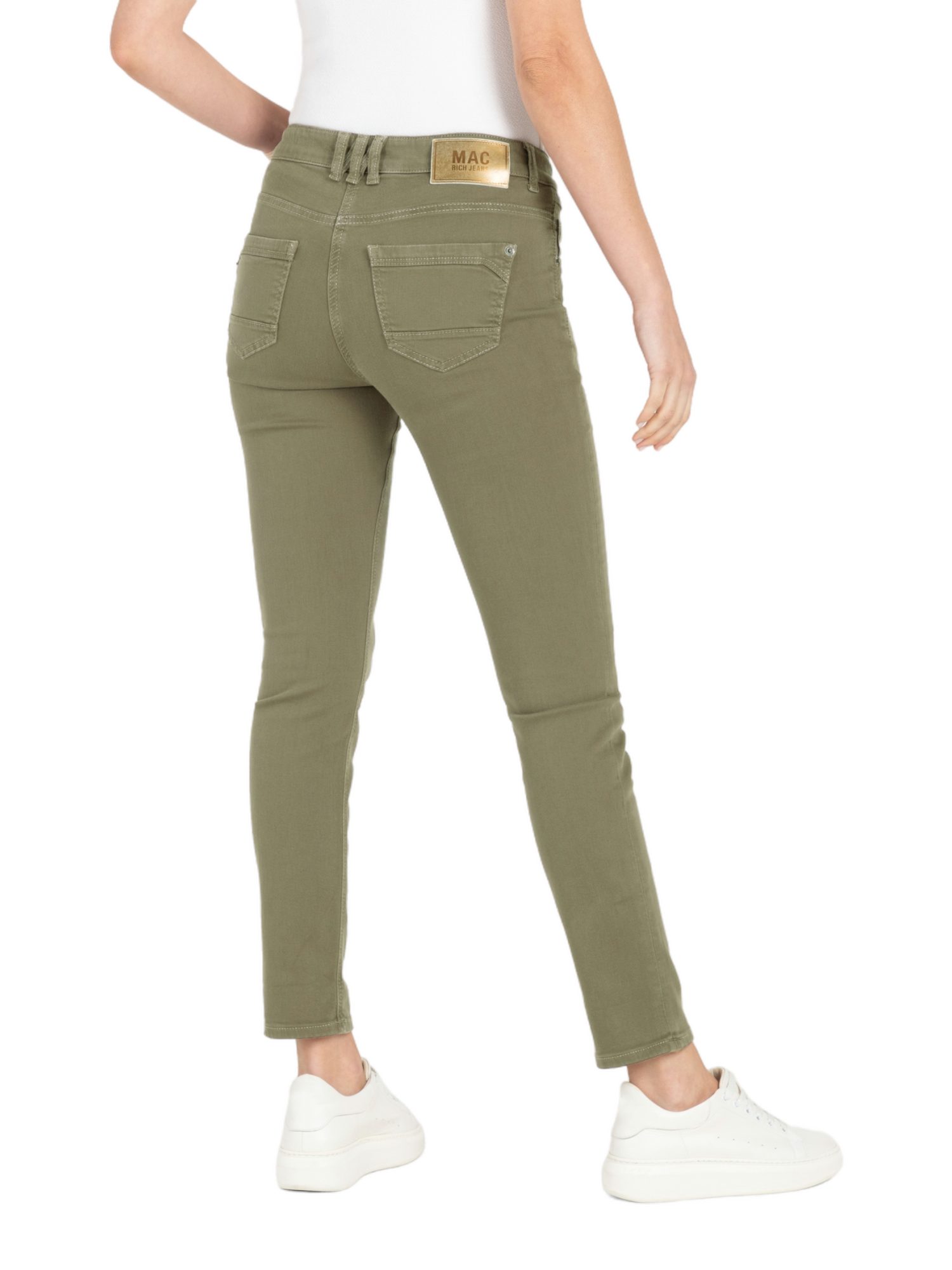 MAC Stretch-Hose grün, Casual, Baumwolle, Unifarben, Regular Fit, Mittel