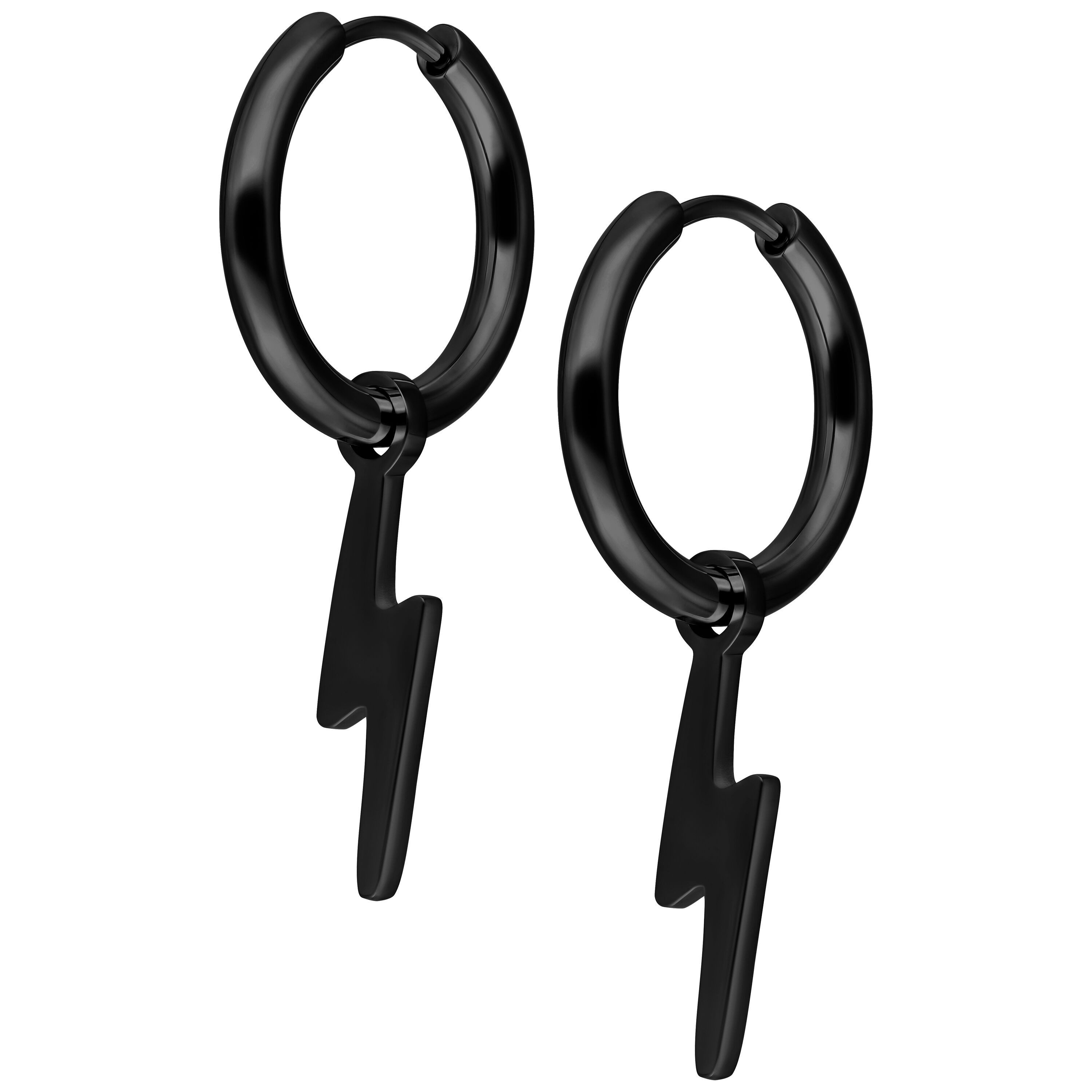 Wildcat Paar Ohrhänger Little Flash Hoops - Metal noir, Chirurgenstahl 316L - wasserfest, langlebig, hautverträglich – Bild 3 von 5