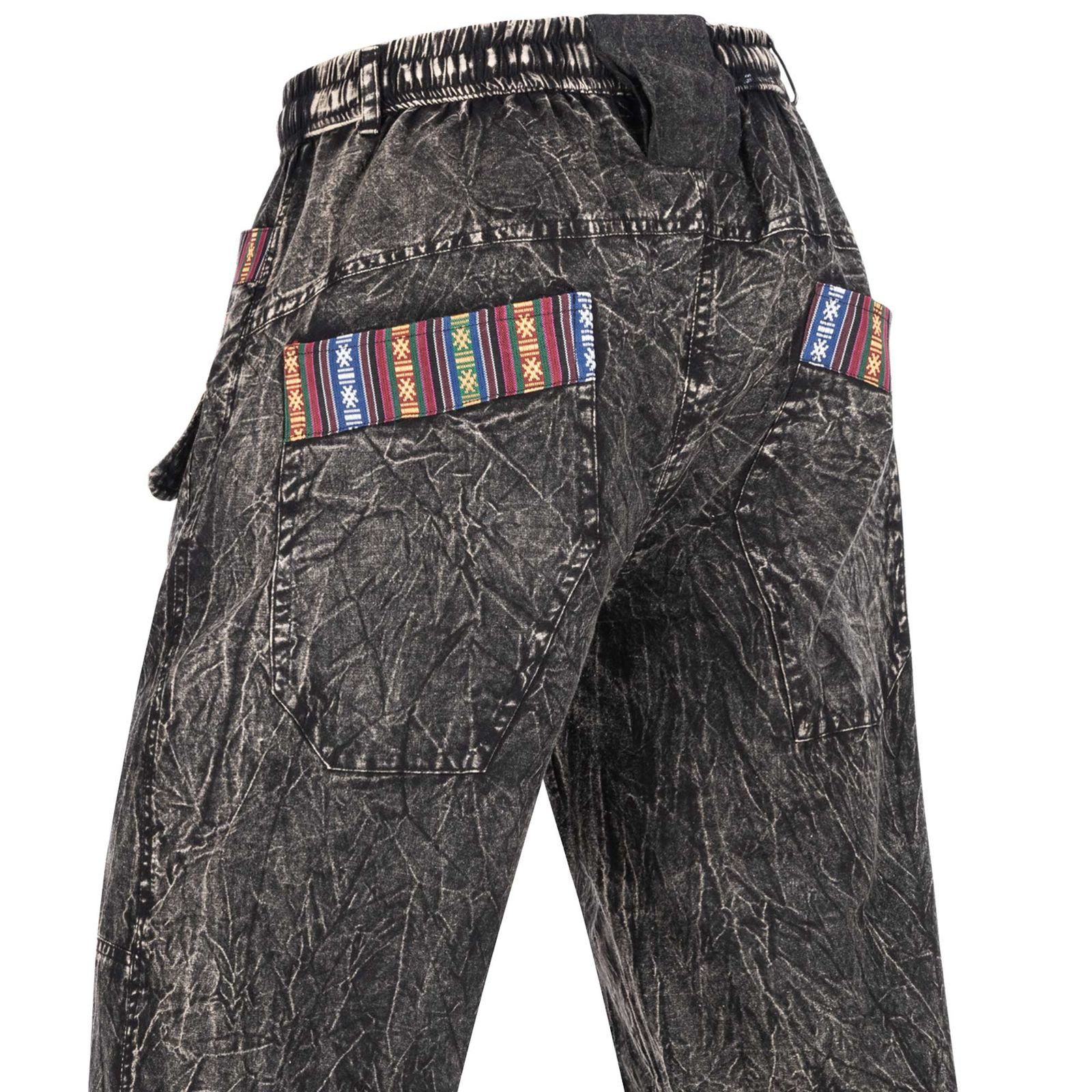 KUNST UND MAGIE Haremshose Kurze AHerren Hose 3/4 Baggy Cargo Yoga Shorts Hippie Goa Baumwolle