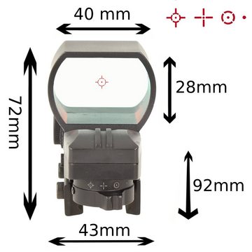 Minadax Aufstecksucher Red Dot Punkt Visier für große Kameras + Adapter 40mm Sichtfeld