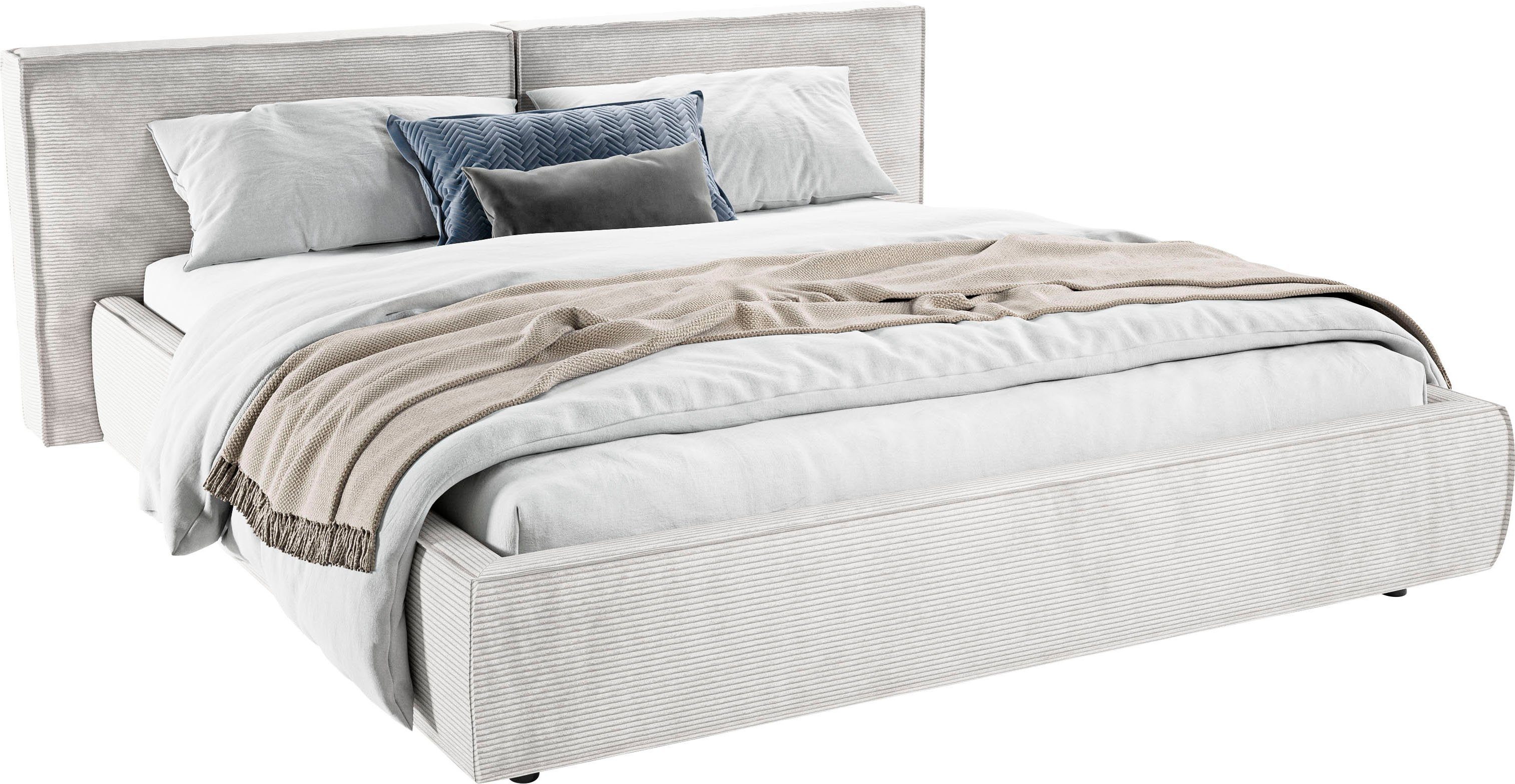 Home affaire Polsterbett Adrina mit Biesenoptik, Feincord und Luxus-Microfaser, bis 280kg, auch in Überlänge 220 cm, 4 Breiten bis 200cm