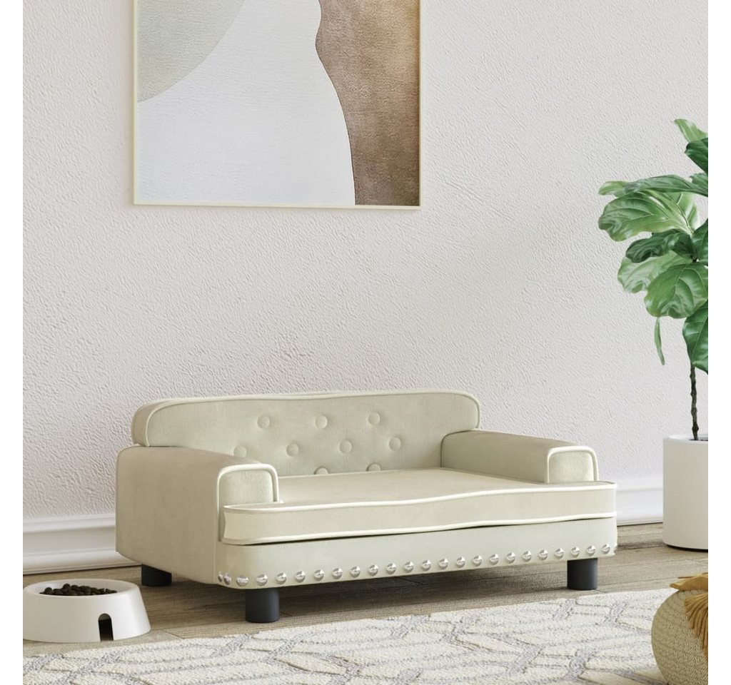 Thumbnail - vidaXL Tierbett, Hundebett Creme 70x45x30 cm Samt