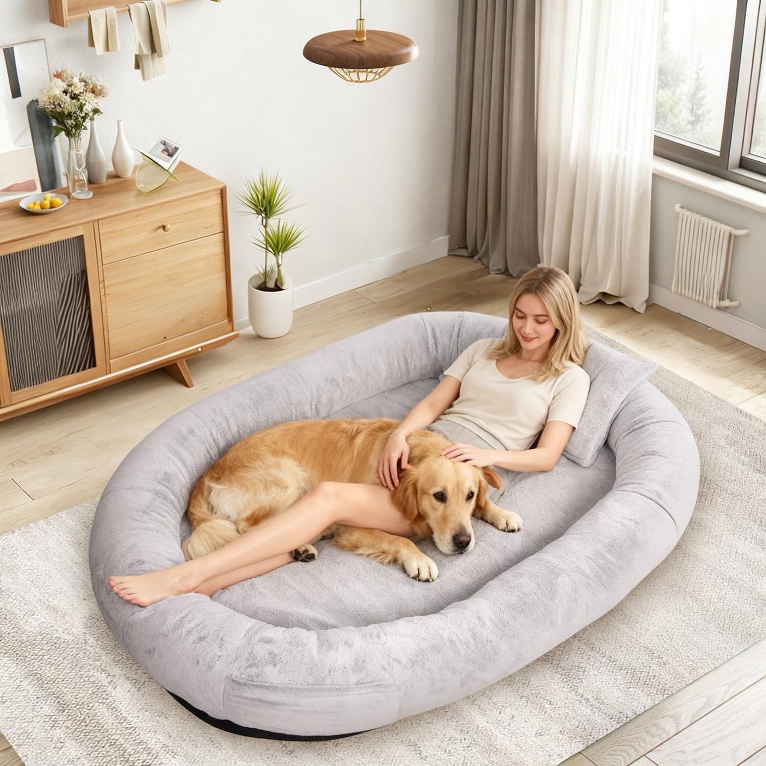 LuxusKollektion Hundebett Hundebett Menschengröße Grau 180x114cm