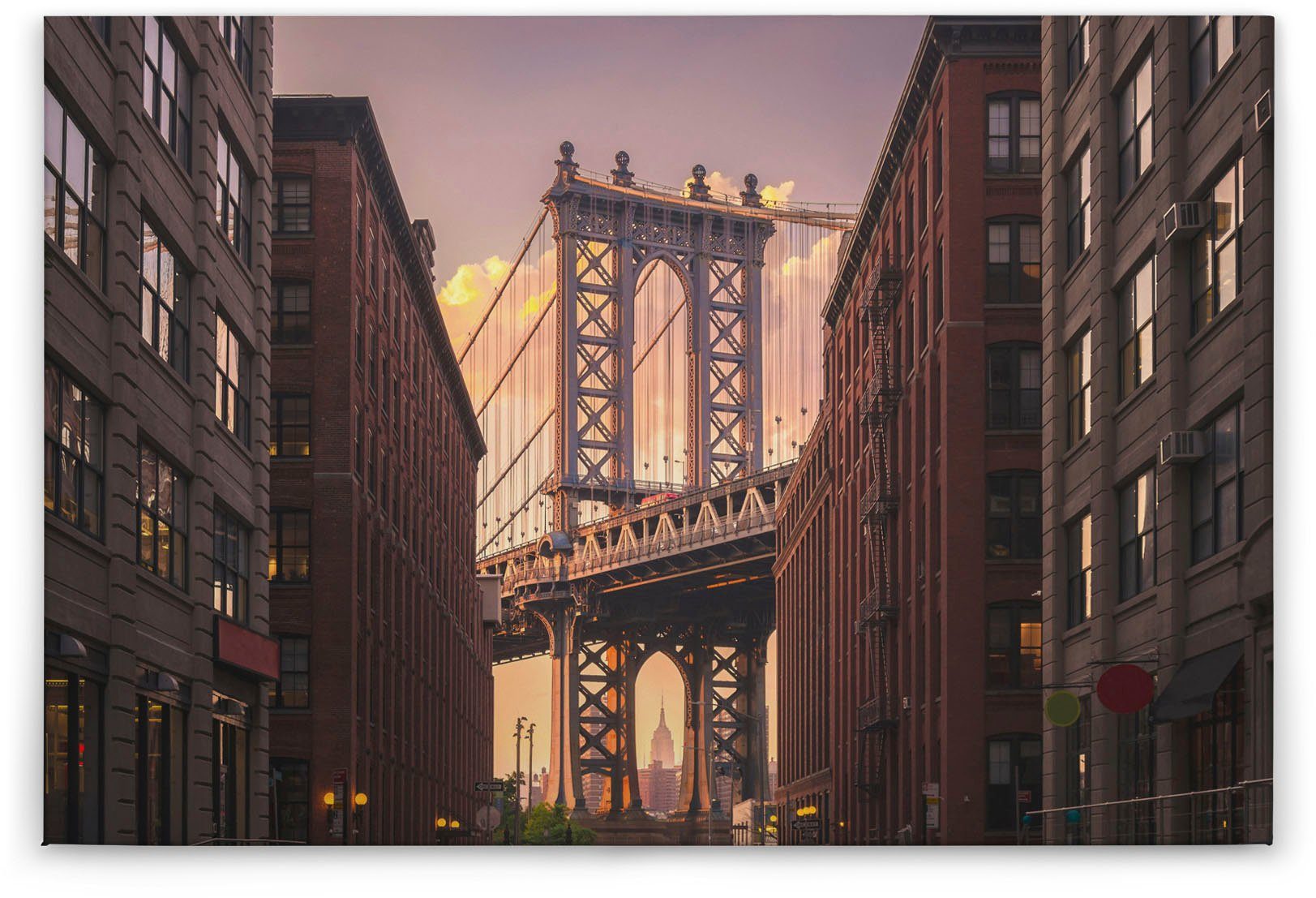A.S. Création Leinwandbild Brooklyn Bridge, Kinder, Kunst, New York (1 St), Brücke Großstadt Keilrahmen Bild Leinwand-Bild Wohnzimmer modern Wand
