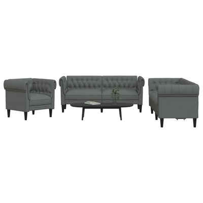 vidaXL Sofa 3-tlg. Sofagarnitur Dunkelgrau Stoff