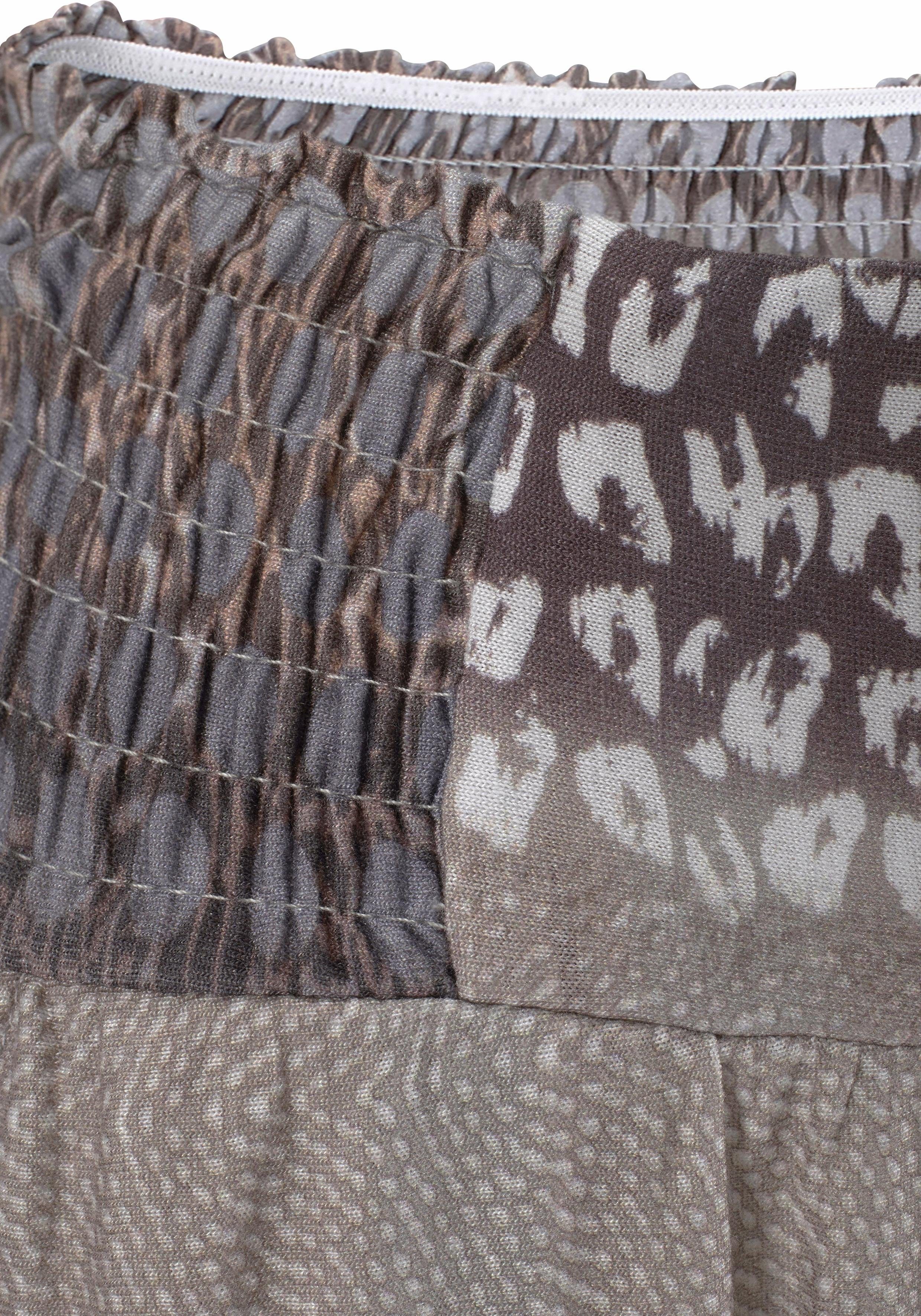 Buffalo Strandhose aus angenehmer Viskose mit Alloverdruck, leichte Sommerhose, Relax-Jerseyhose, Schlupfhose