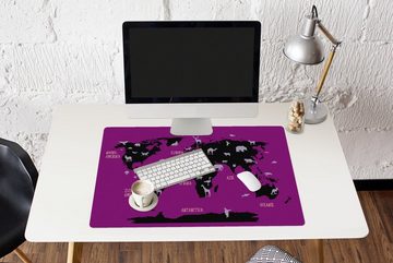 MuchoWow Gaming Mauspad Weltkarte Kinder - Tiere - Mintgrün (1-St), Büro für Tastatur und Maus, Mousepad Gaming, 90x60 cm, XXL, Großes