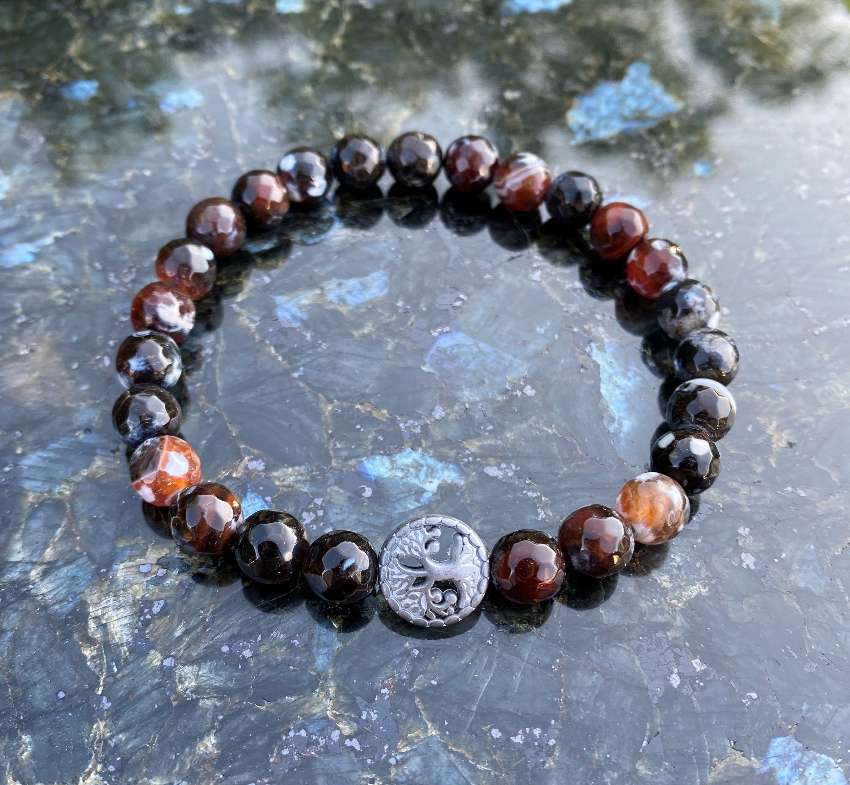 NAHLE Perlenarmband Lebensbaum Achat Naturstein Armband günstig online kaufen