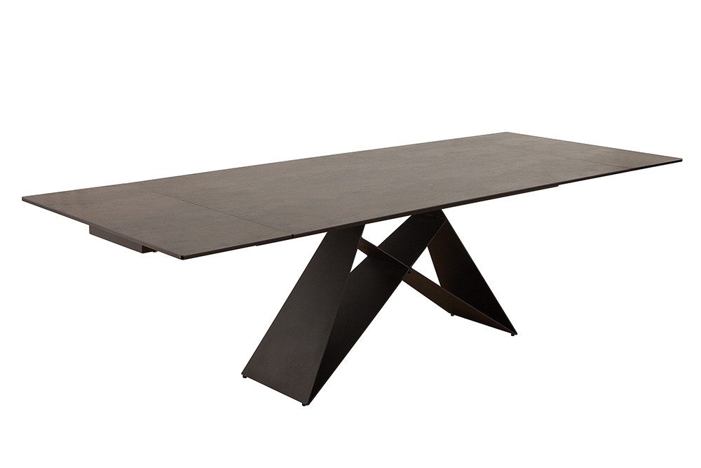 riess-ambiente Esstisch PROMETHEUS 180-220-260cm braun – Keramik made in Italy, Lava-Design (Einzelartikel, 1-St), 3-stufig ausziehbar & Metall-Gestell – ideal für bis zu 12 Personen