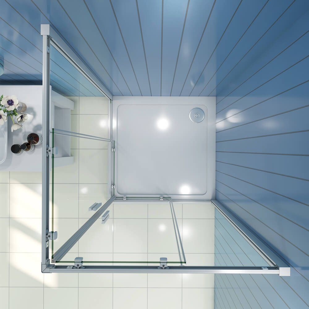duschspa Eckdusche Eckeinstieg Duschkabine Duschtür Schiebetür mit Duschwanne Duschtasse, BxT: 70x70 cm, Einscheibensicherheitsglas, Set, mit Duschwanne